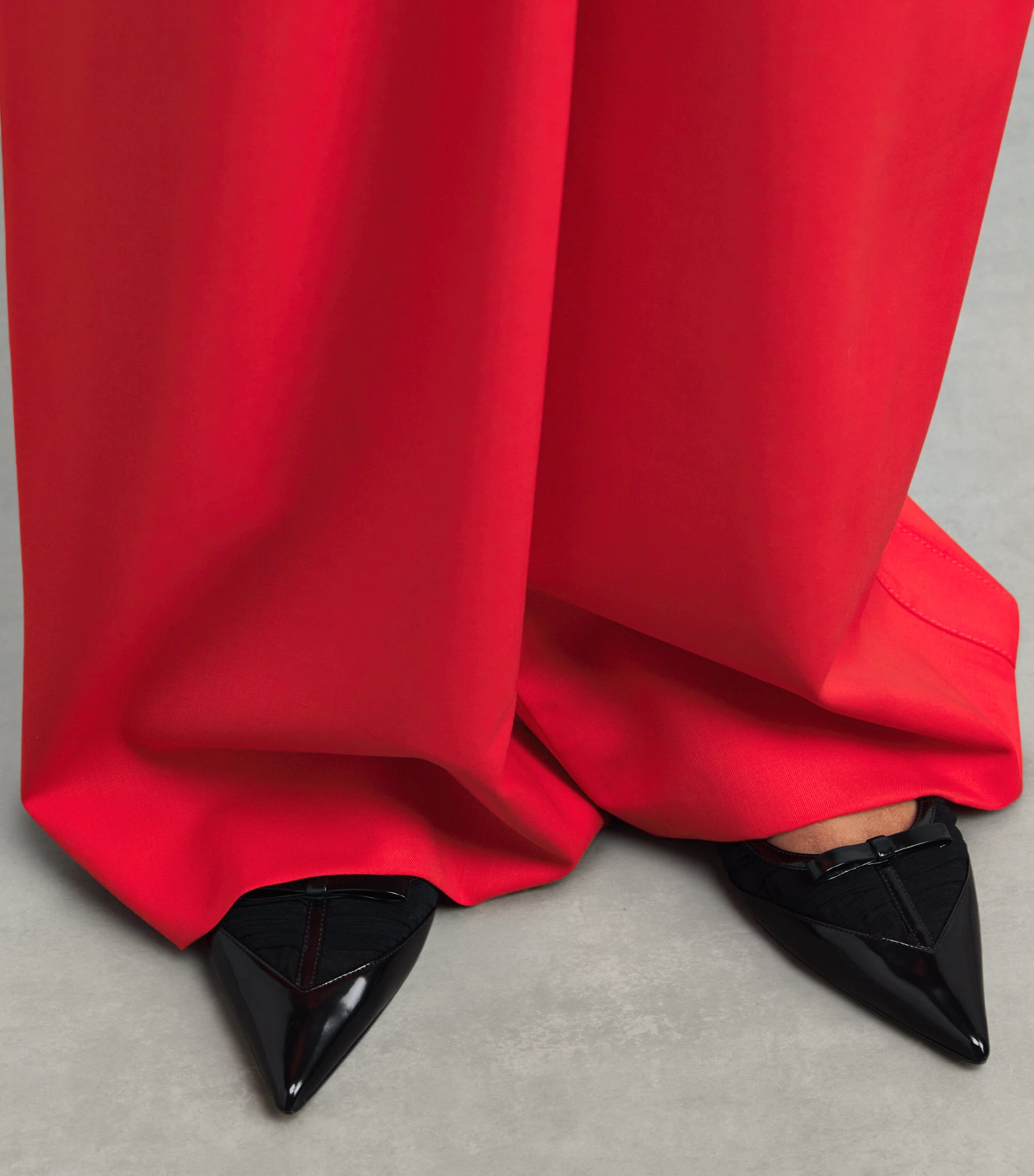 Wool Pleated Wide-Leg Trousers POPPY RED Image 6