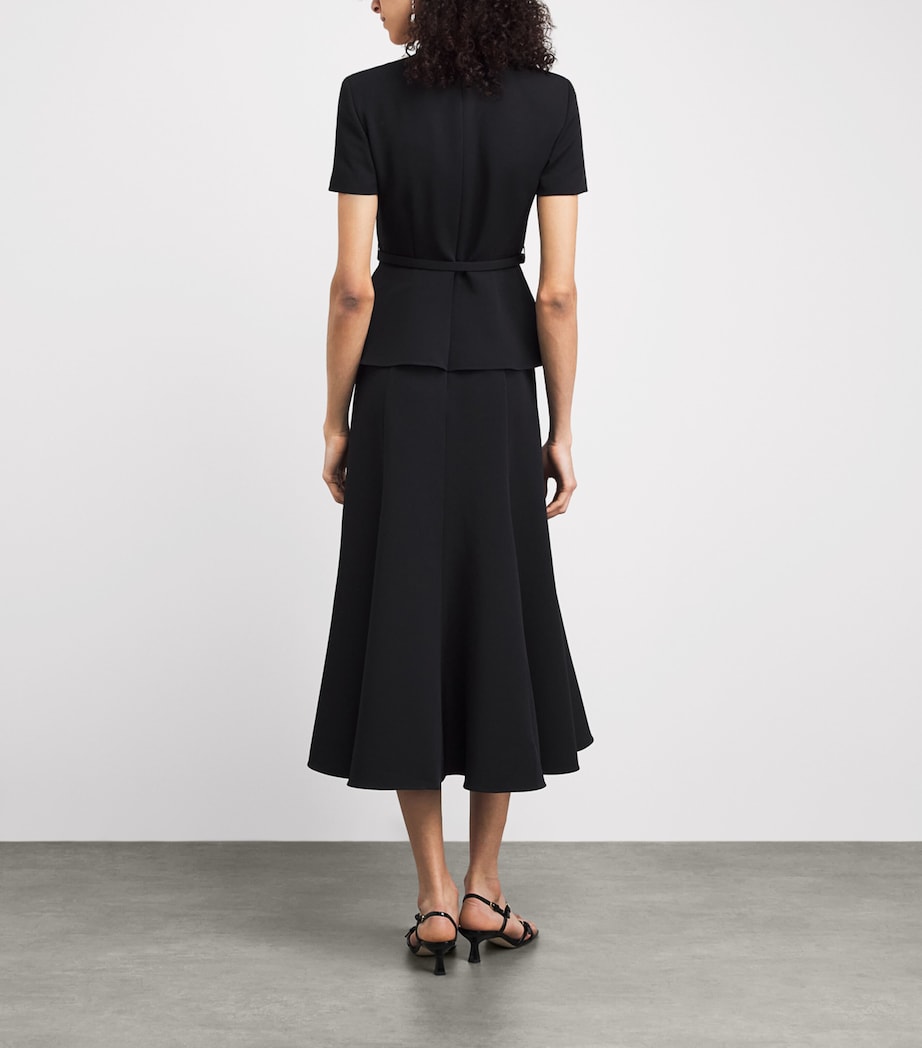 Roland Mouret Womens Floral-Appliqué Midi Dress Black Image 4