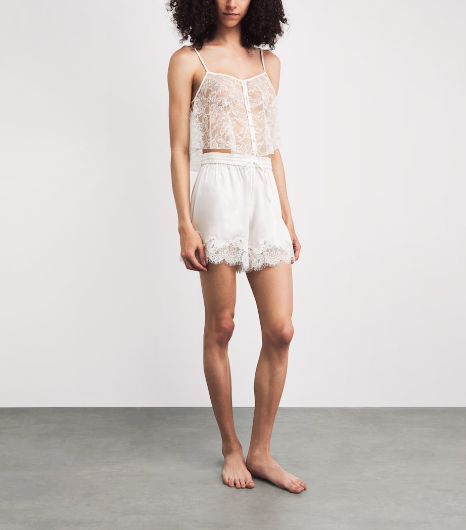 Fleur Du Mal Womens Stretch-Silk Lace-Trim Juliet Shorts Ivory Image 2