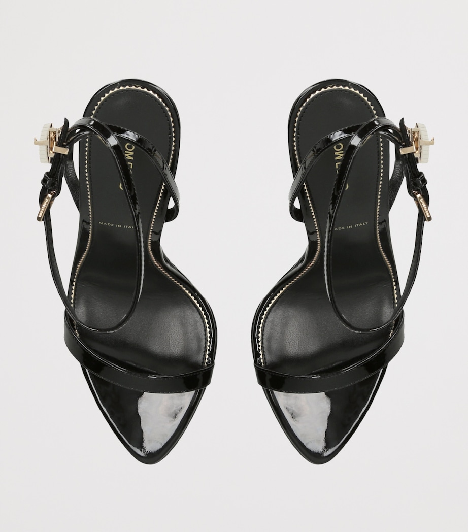 TOM FORD Patent Leather Padlock Sandals 105 Black Image 4