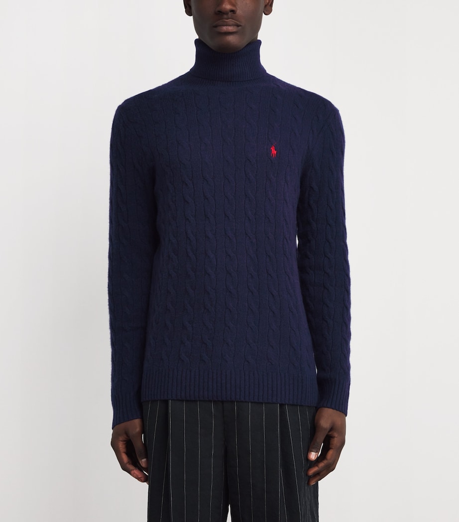 Polo Ralph Lauren Mens Wool-Cashmere Rollneck Sweater Blue Image 3