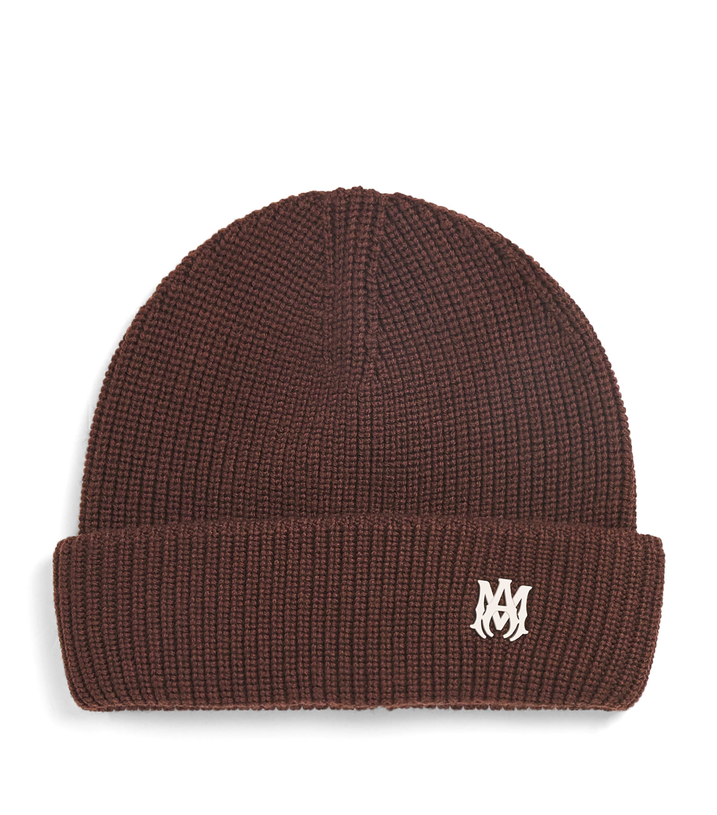 Amiri Wool Logo Beanie In Brown