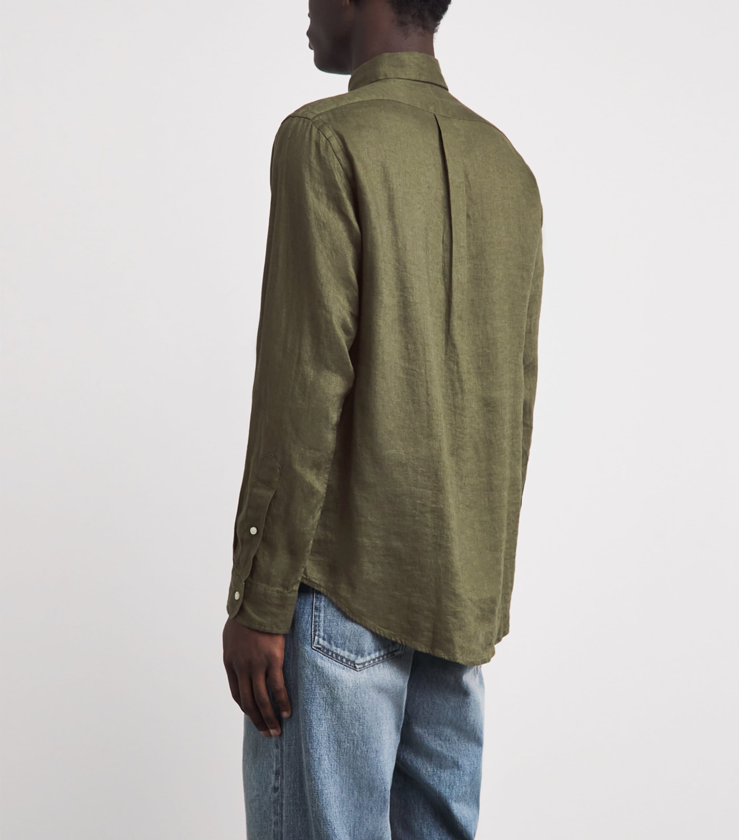 Polo Ralph Lauren Mens Linen Custom-Fit Shirt New Olive Image 5