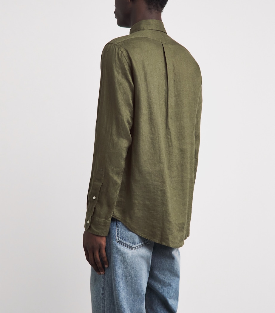 Polo Ralph Lauren Mens Linen Custom-Fit Shirt New Olive Image 5