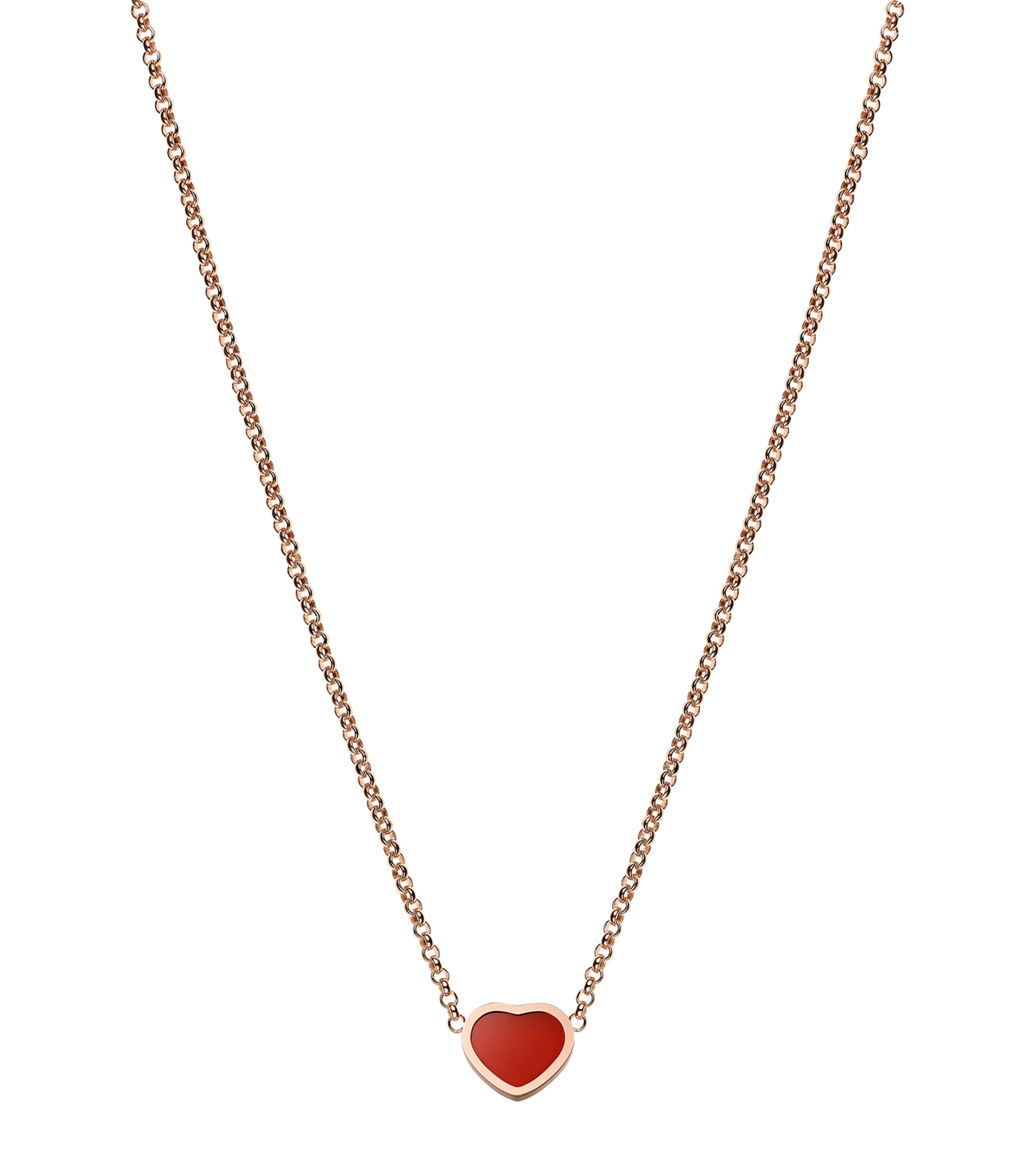 Rose Gold and Carnelian My Happy Hearts Pendant Necklace 18K ROSE GOLD Image 2