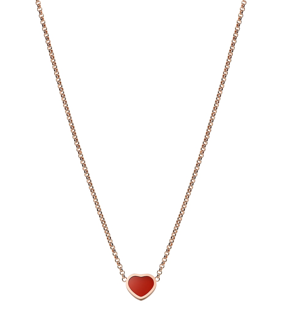 Rose Gold and Carnelian My Happy Hearts Pendant Necklace 18K ROSE GOLD Image 2