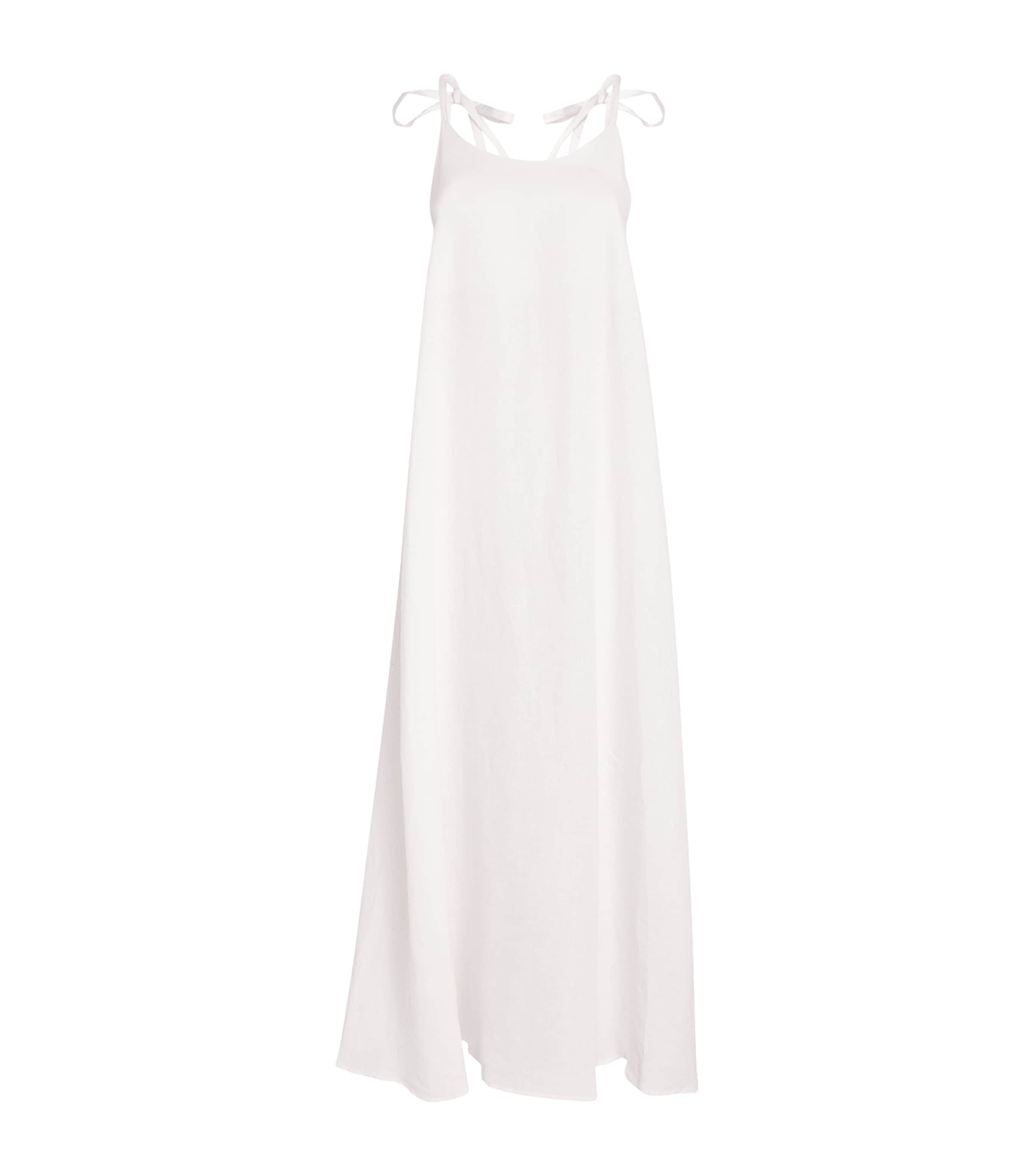 Laura Pitharas White Linen Open-Back Maxi Dress | Harrods US
