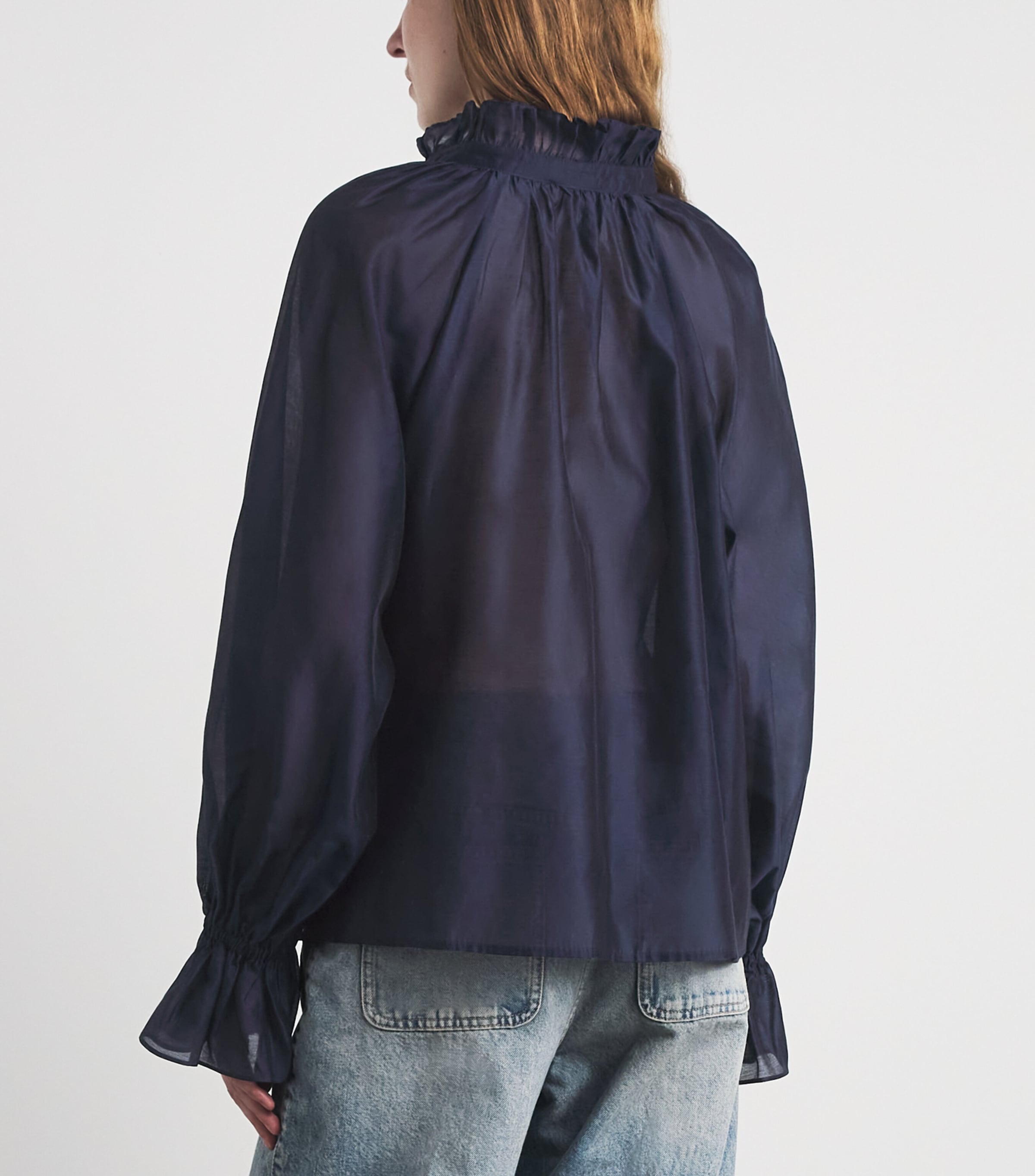 Polo Ralph Lauren Womens Organza Blouse Hunter Navy Image 5