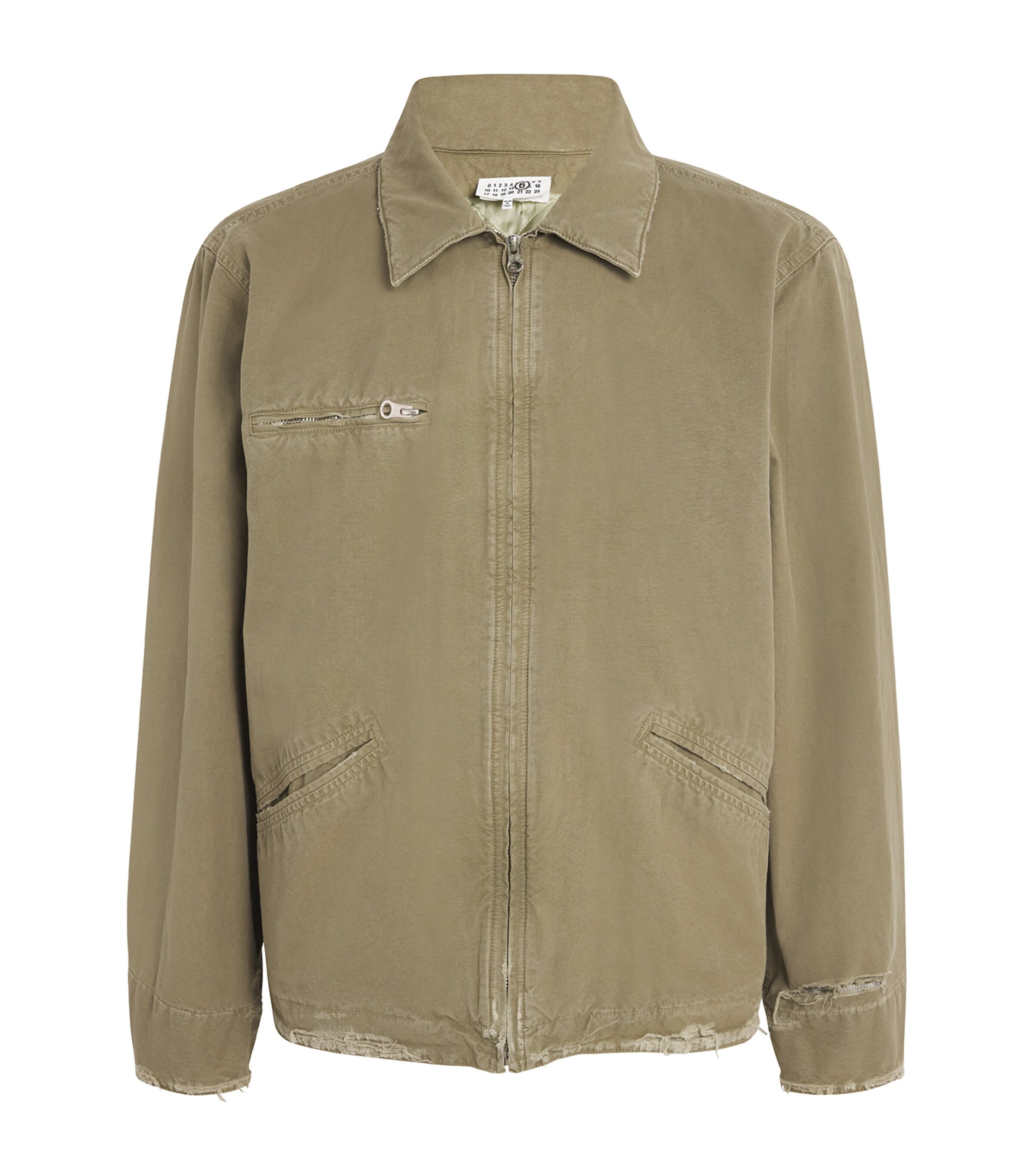 Mm6 Maison Margiela Distressed Denim Jacket In Green