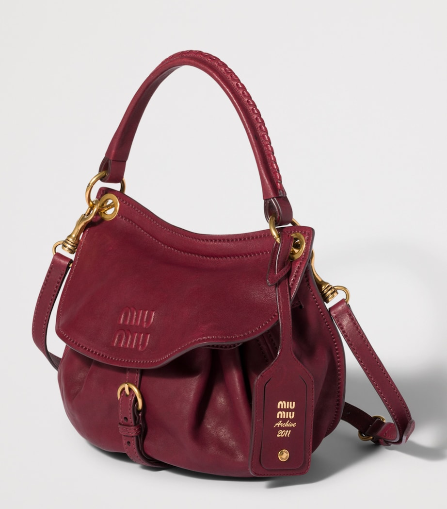 Miu Miu Small Leather Rendez-Vous Shoulder Bag Burgundy Image 2