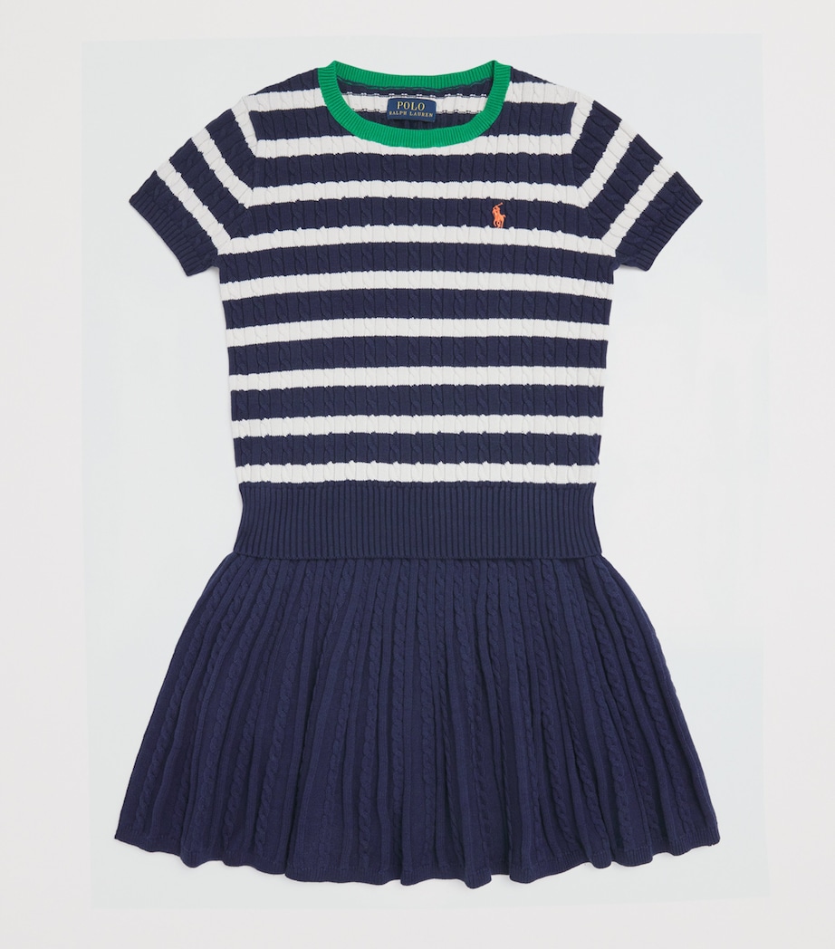Cable-Knit Stripe Top and Skirt Set (7-14 Years) NPT NVY ML Image 3