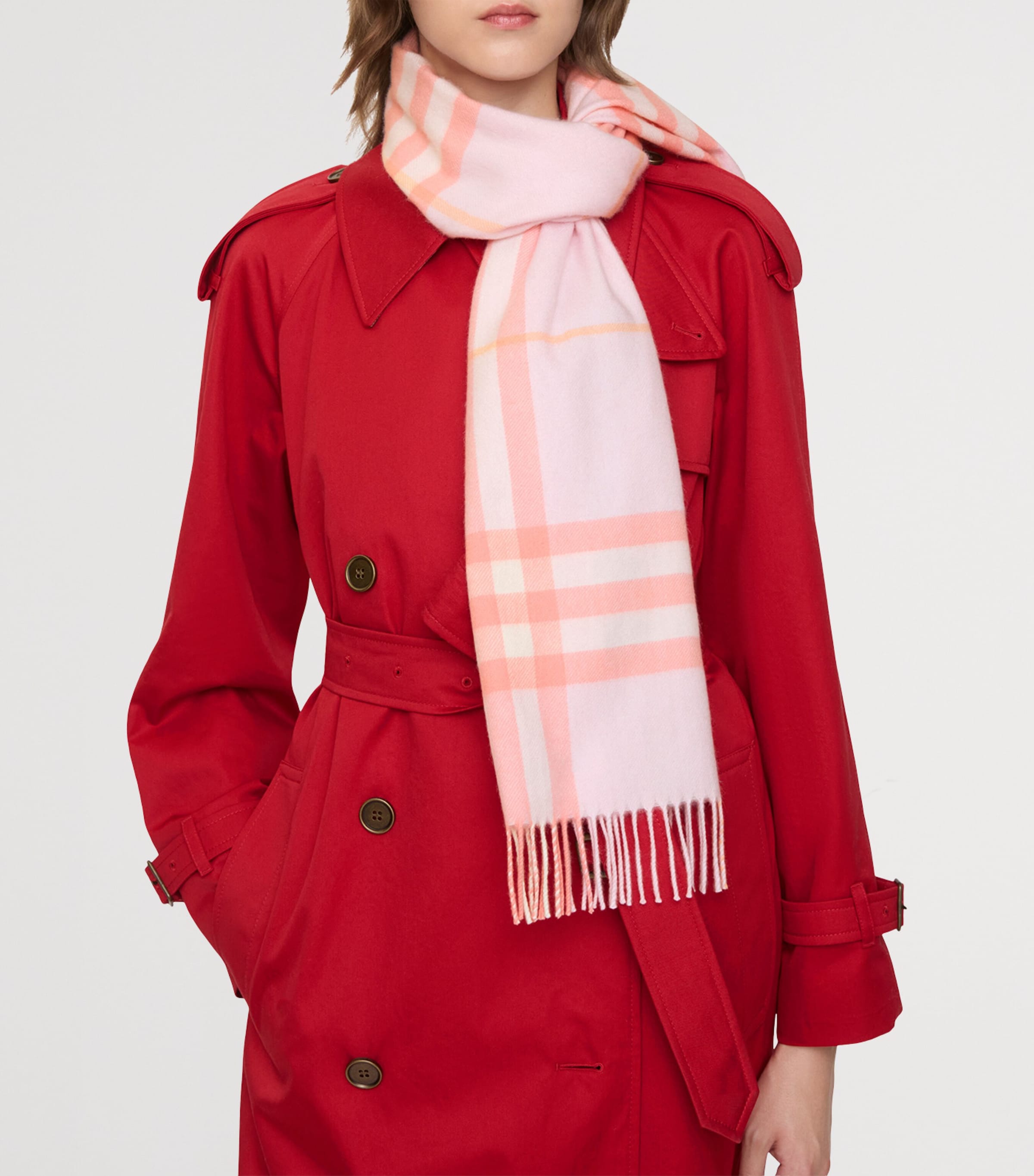 Cashmere Check Scarf SUGAR PINK Image 3