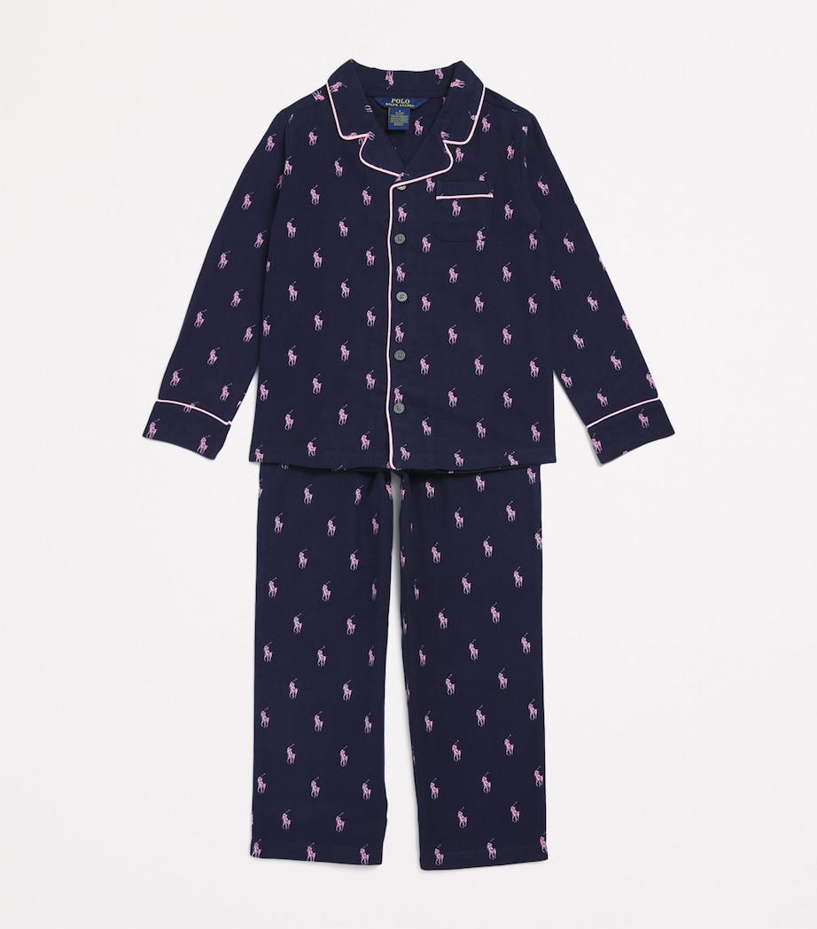Cotton Polo Pony Pyjama Set (4-12 Years) NEWPORT NAVY Image 3