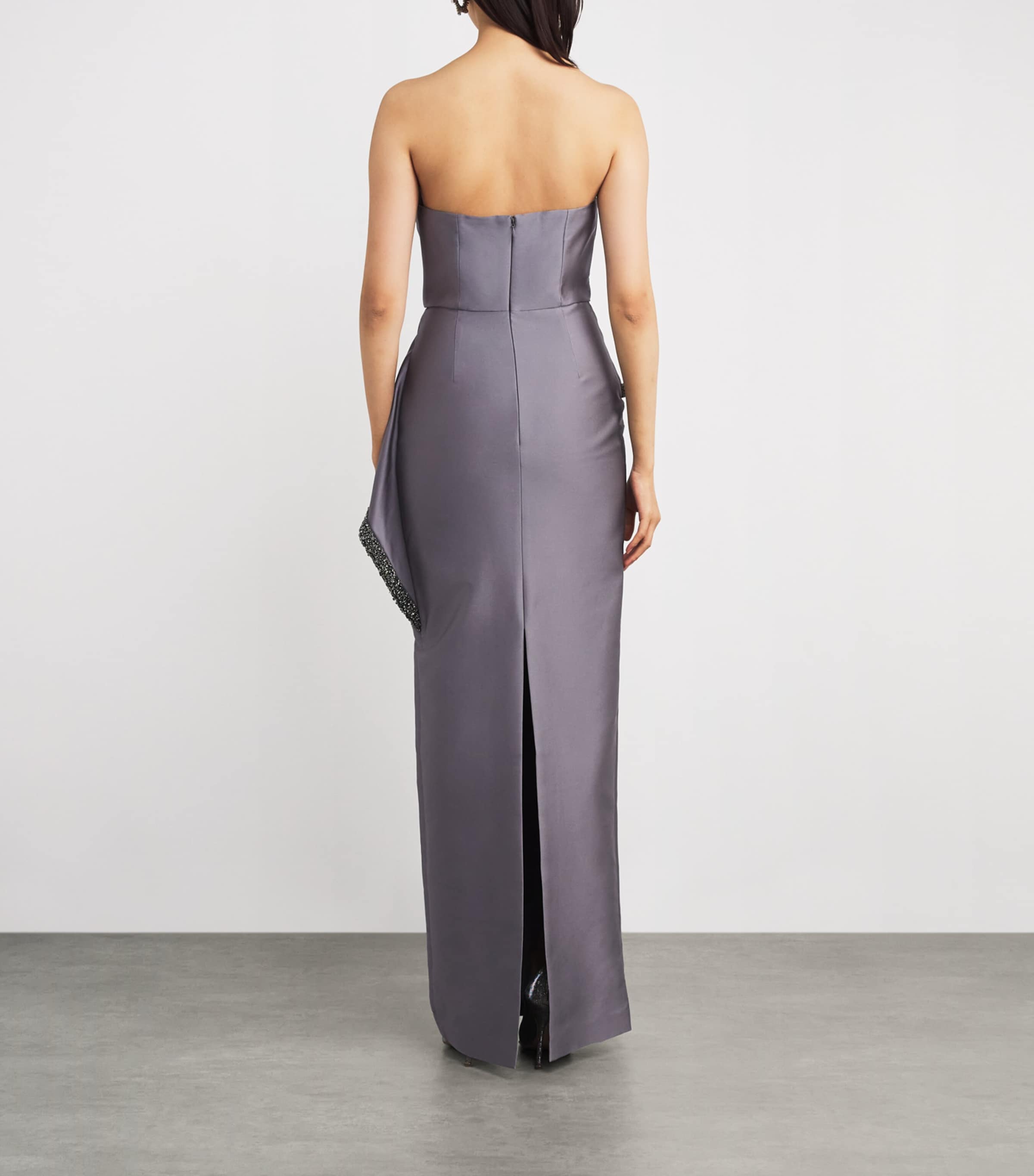 Taffeta Crystal-Embellished Gown GREY Image 3
