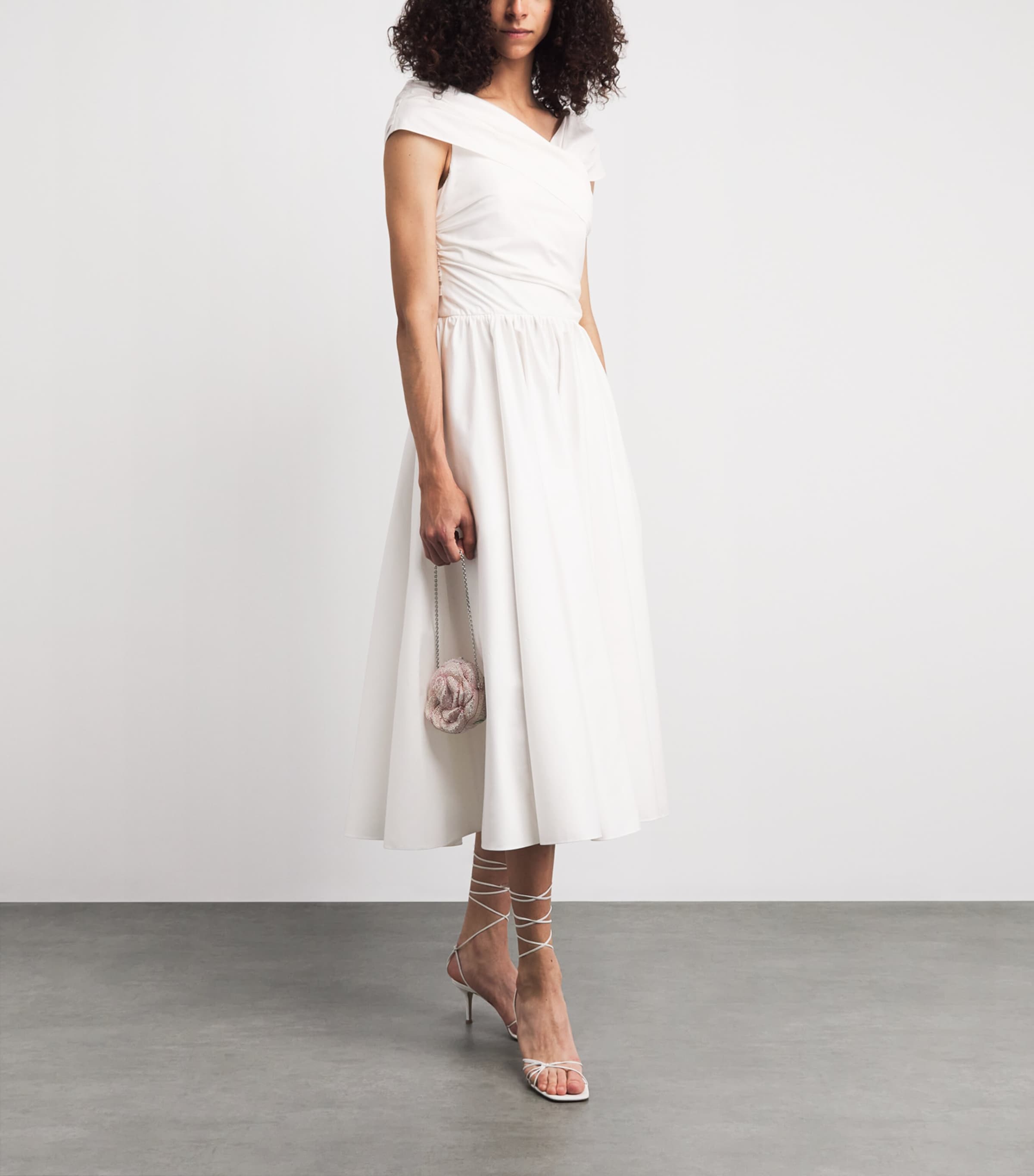Safiyaa Womens Cotton Appolline Midi Dress Ivory Image 2