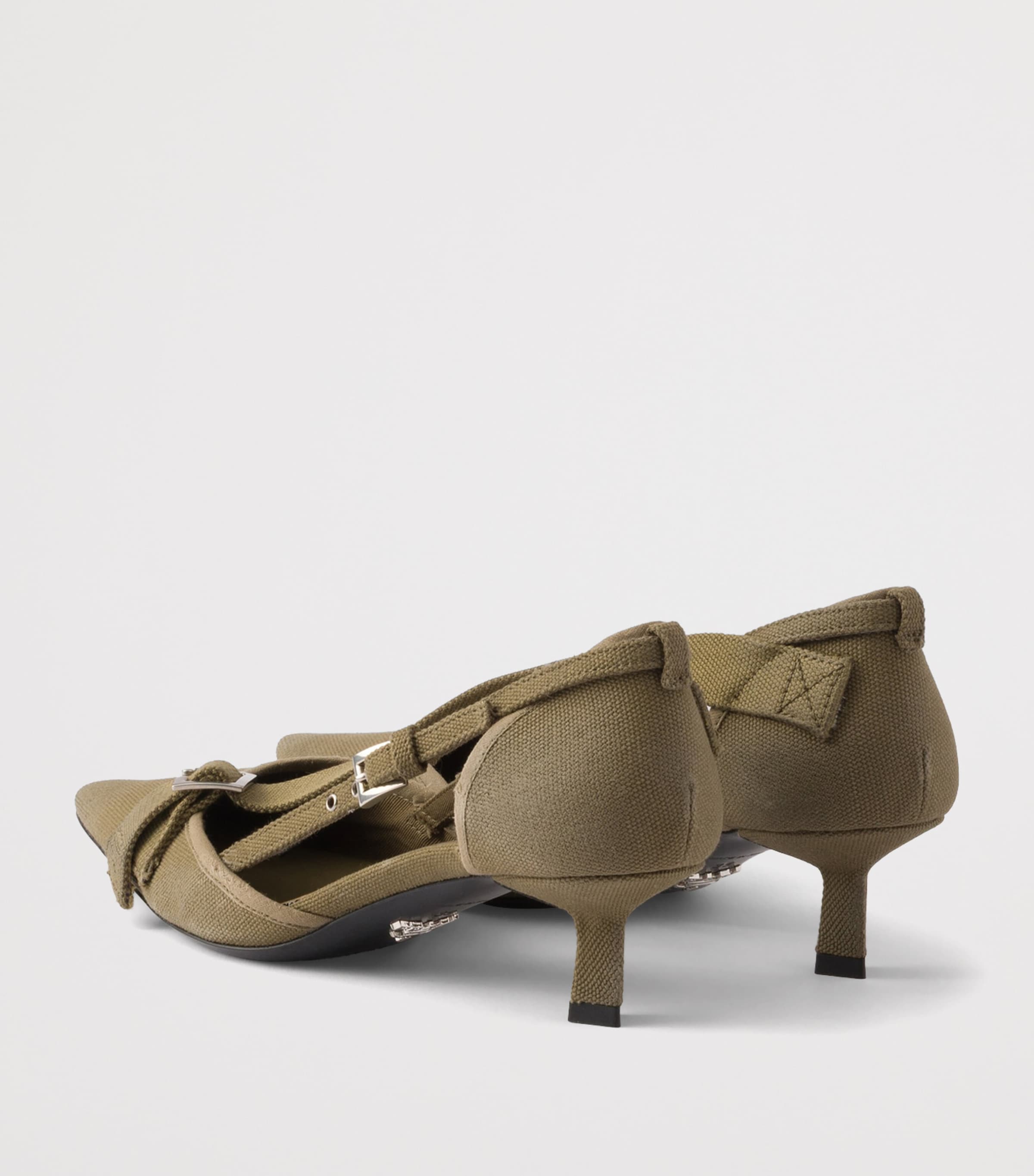 Prada Canvas Buckle-Detail Pumps 45 Green Image 5