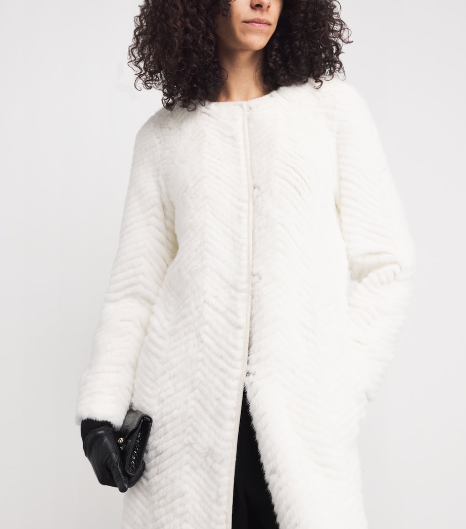 Mink-Wool Herringbone Long Coat C11 Image 6