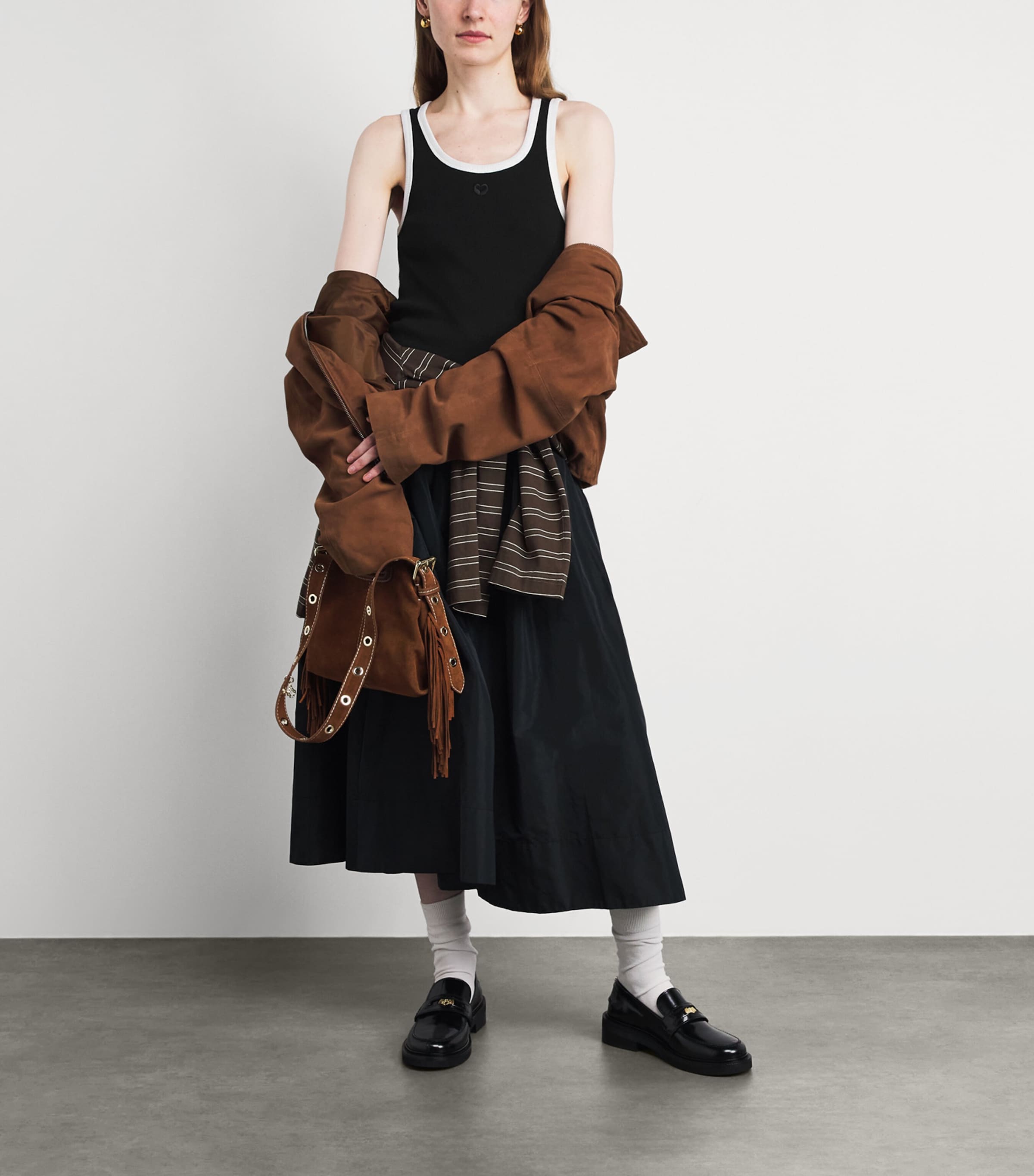 Maje Womens Embroidered Logo Tank Top Black / White Image 2