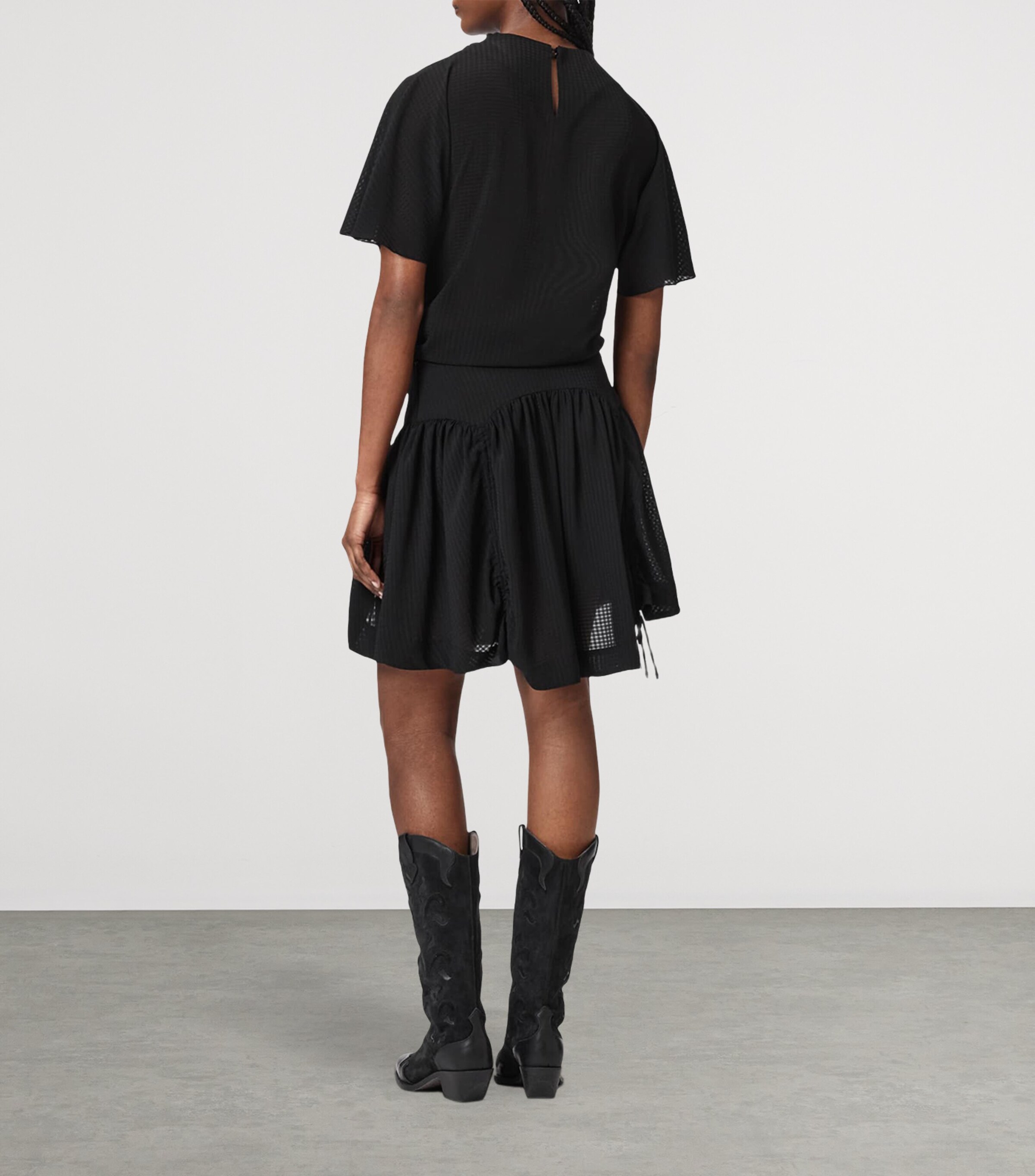 AllSaints Womens Check Aria Mini Skirt Black Image 7