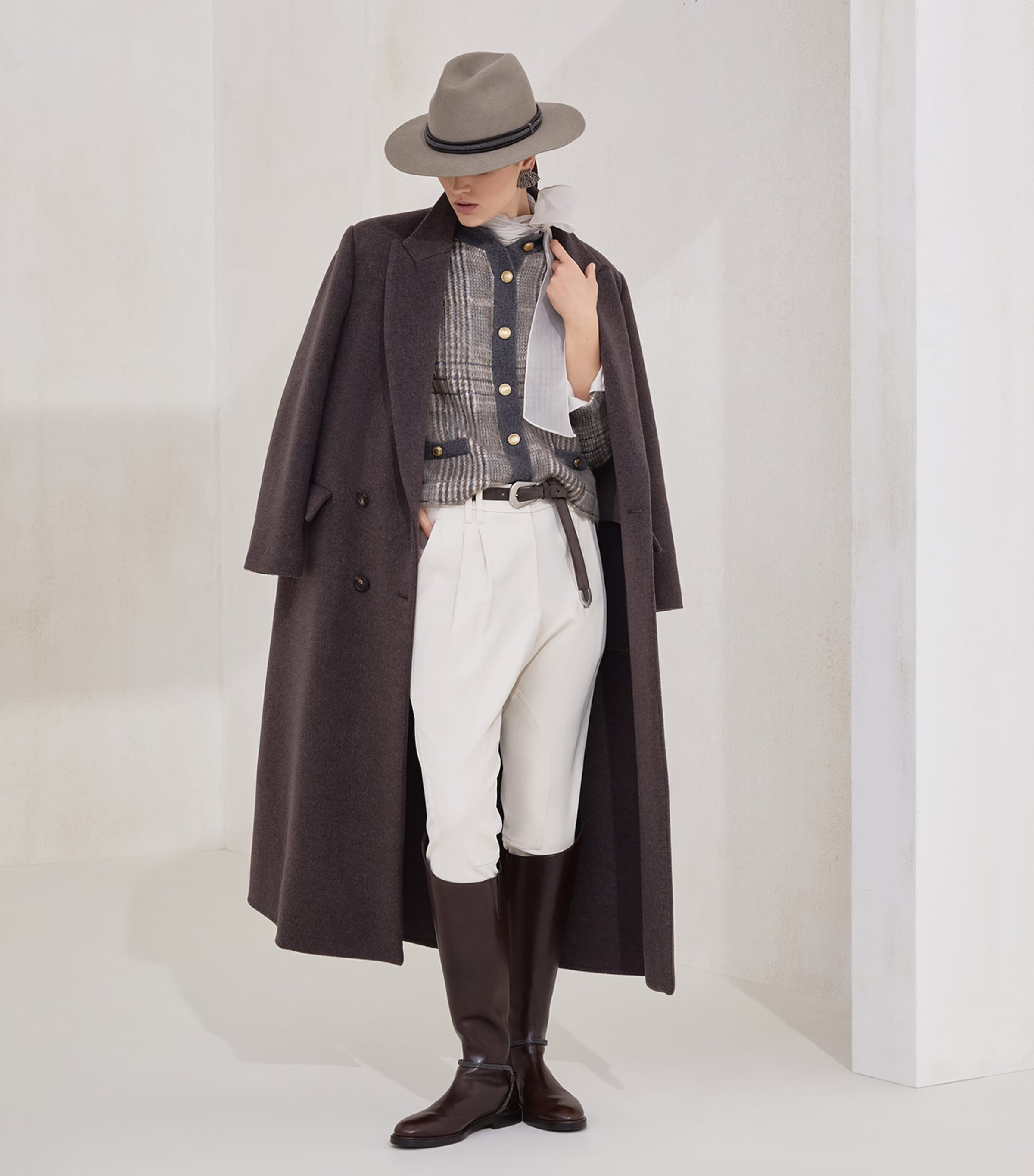 Virgin Wool-Cashmere Belted Trench Coat C017 Image 4