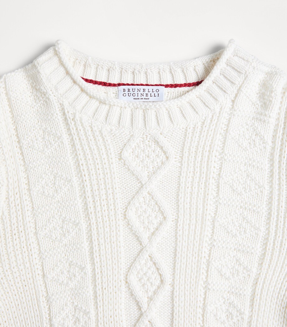 Brunello Cucinelli Kids Cotton Cable-Knit Sweater (4-6 Years) Image 3