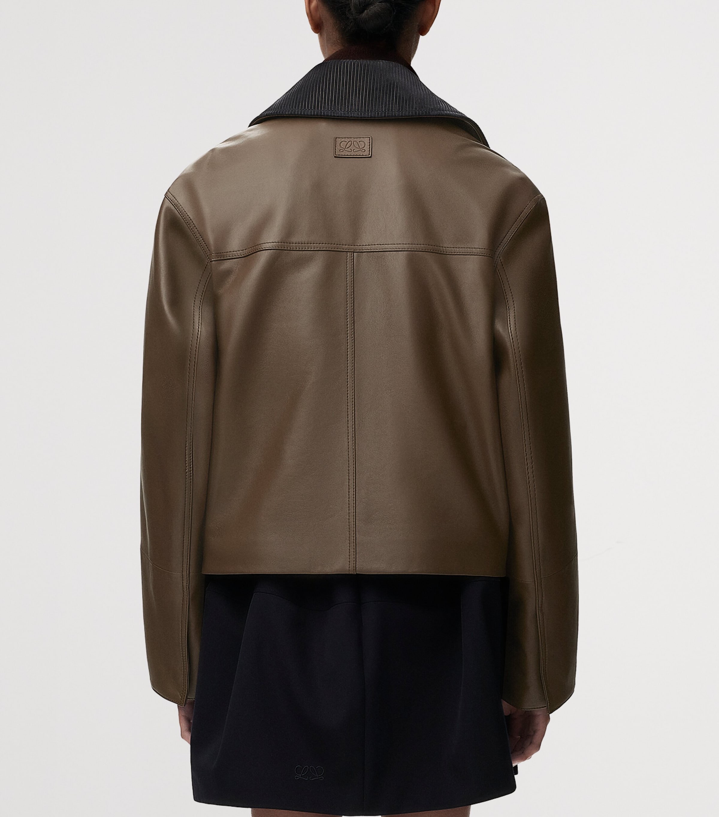 LOEWE Womens Lambskin Aviator Jacket Khaki Green Image 4