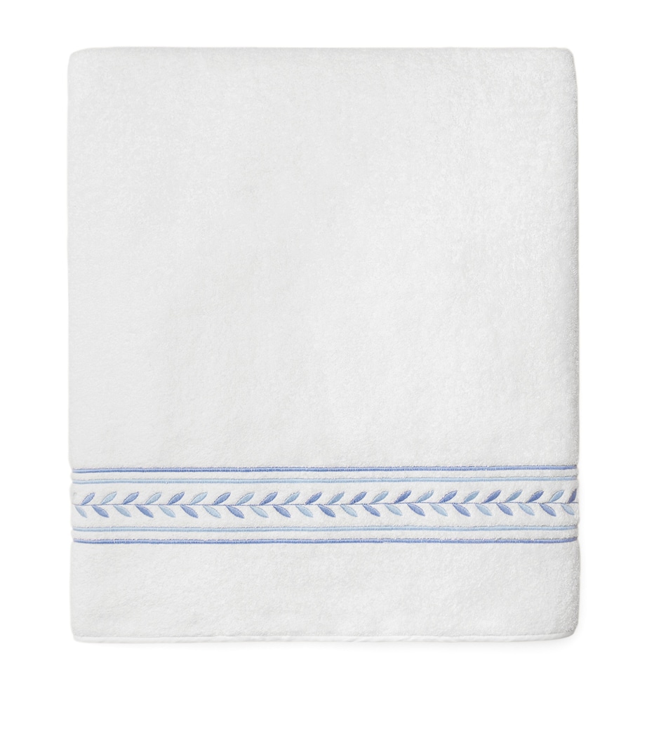 Cotton Impero Bath Towel (30cm x 60cm) WHT/MEDIUM BLUE Image 1