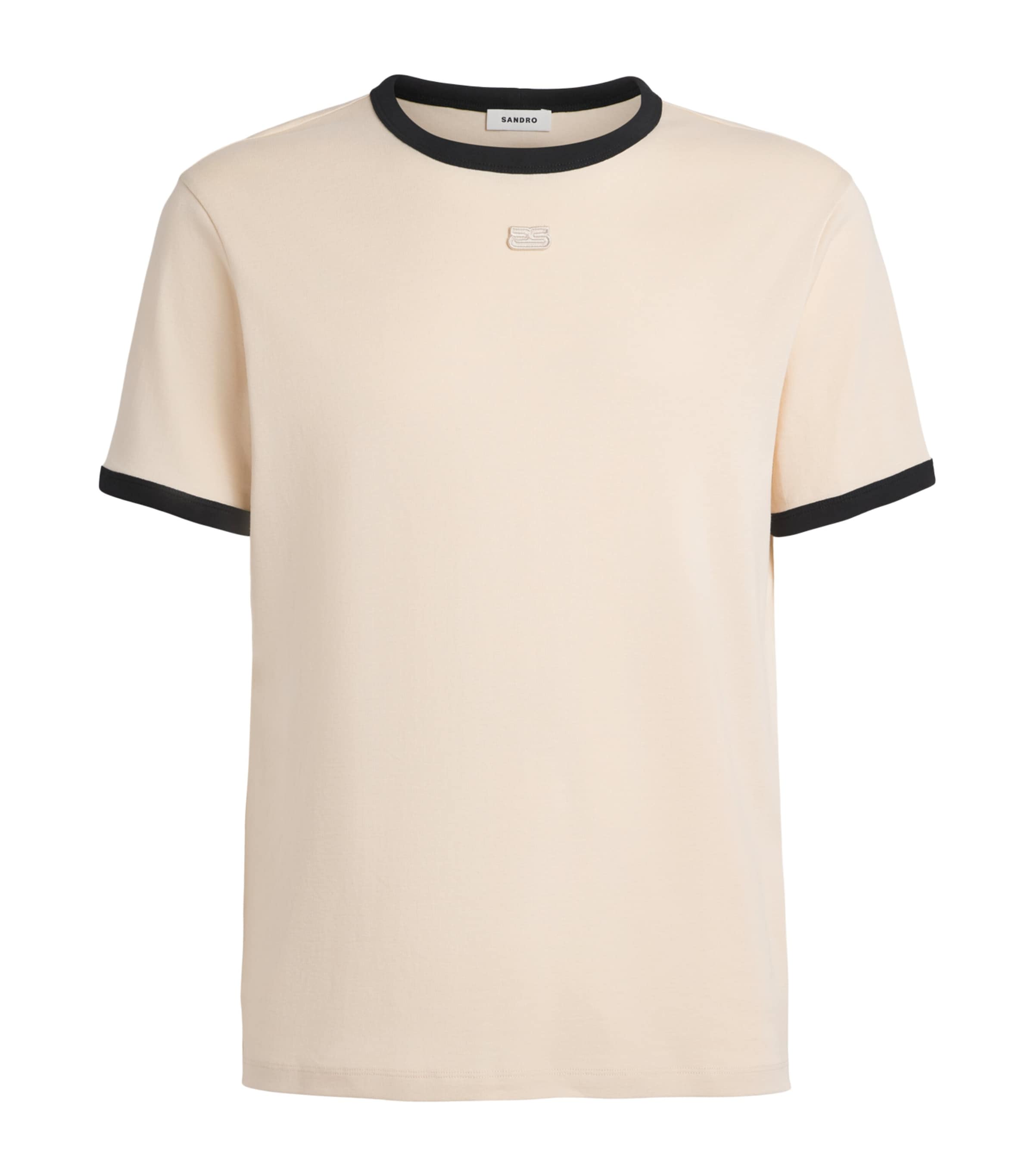 Sandro Paris Cotton Retro Logo T-shirt In Beige