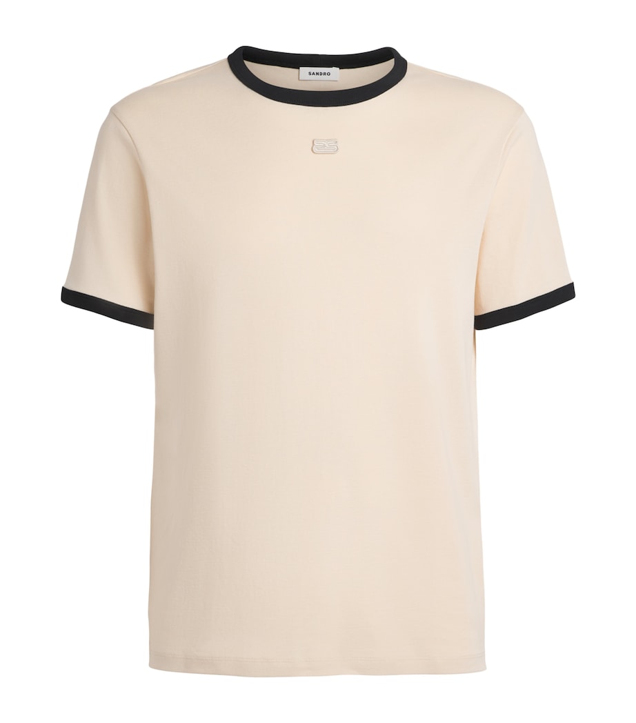 Sandro Paris Mens Cotton Retro Logo T-Shirt Sand Image 1