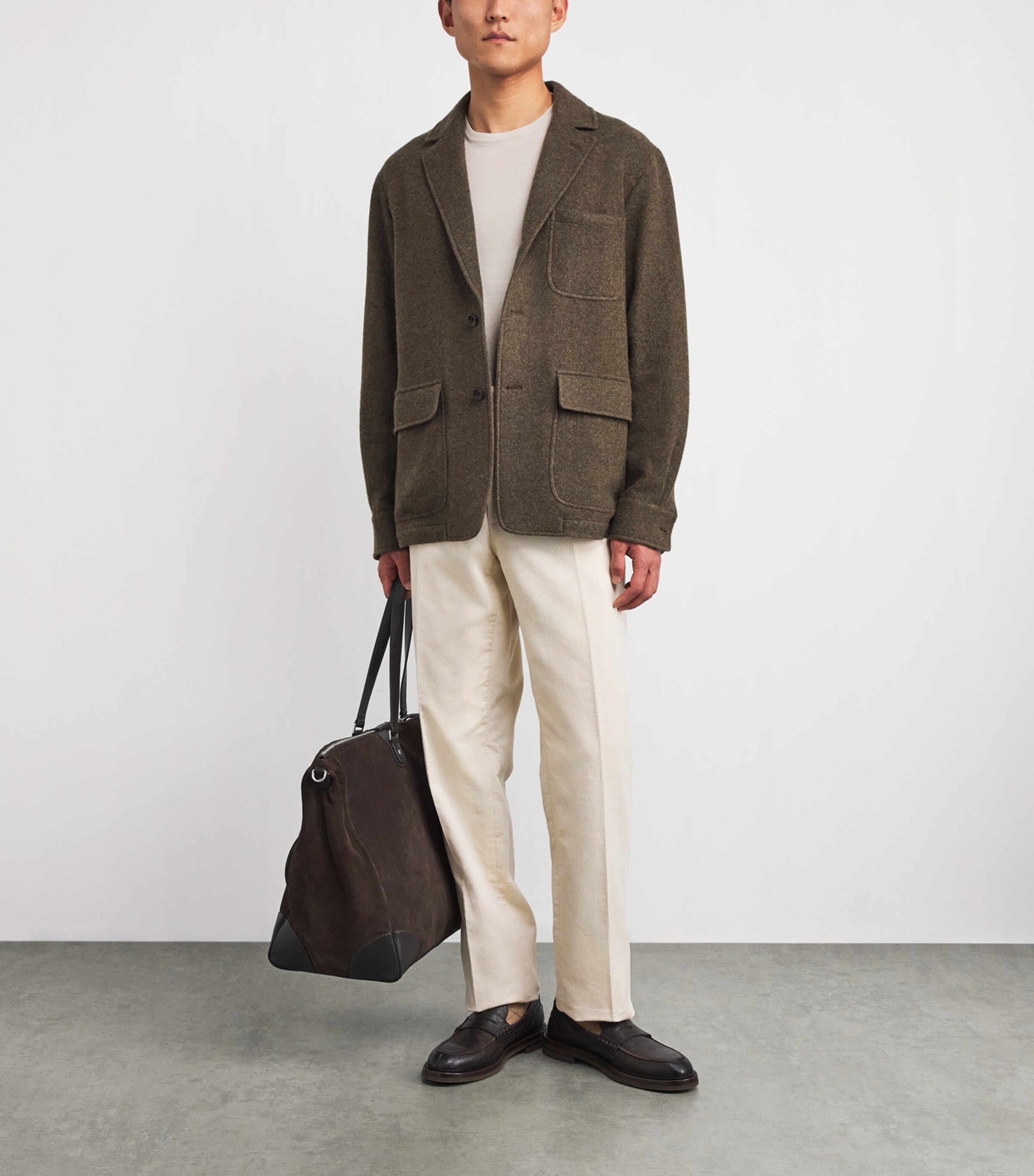 Ralph Lauren Purple Label Mens Cashmere-Wool Brushed Twill Blazer Inverness Loden Image 2