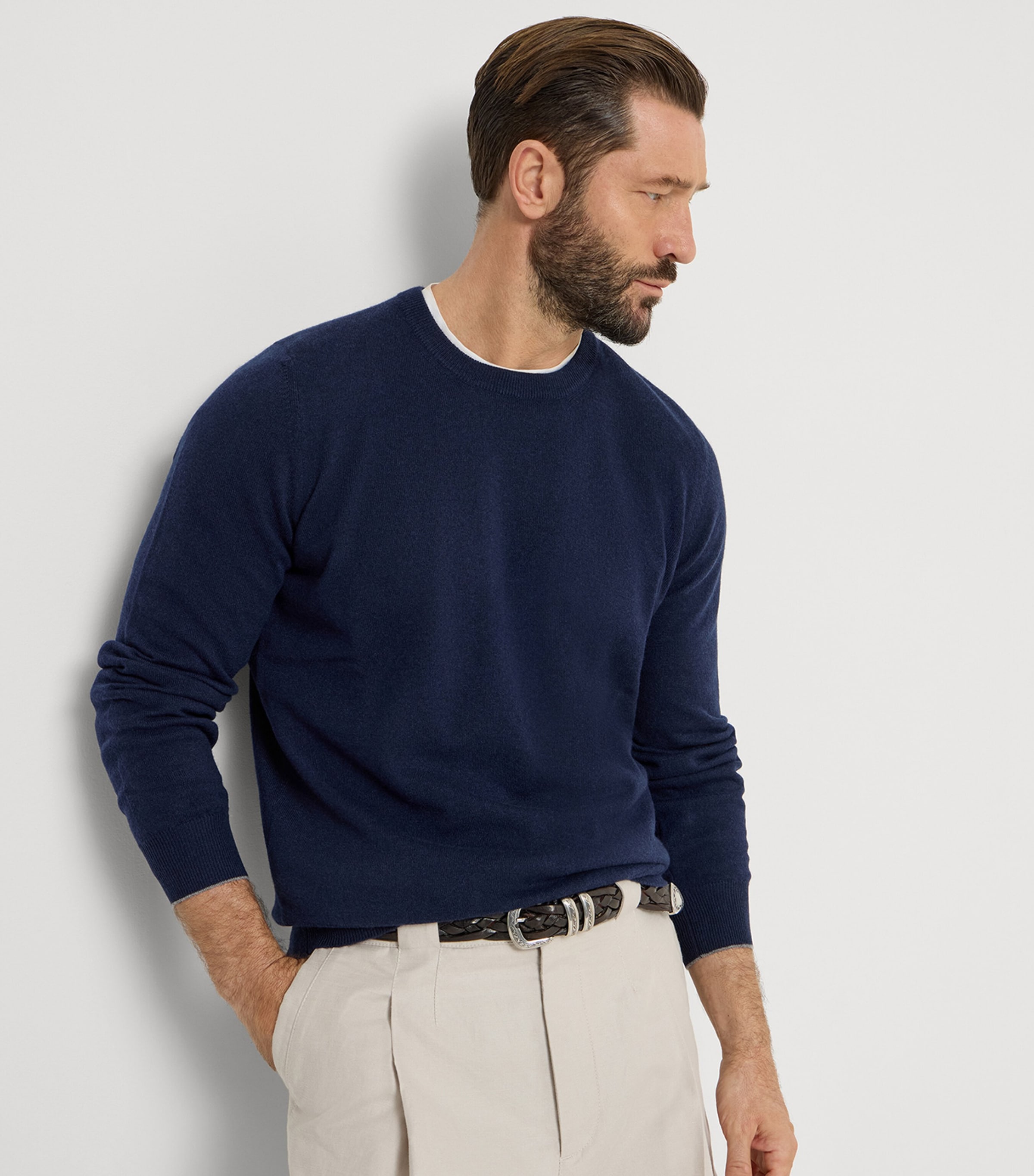 Brunello Cucinelli Mens Cashmere Crew-Neck Sweater Image 3