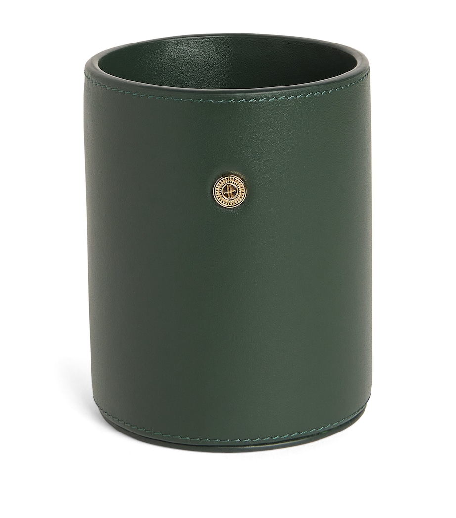 Leather Pen Pot GREEN Image 1