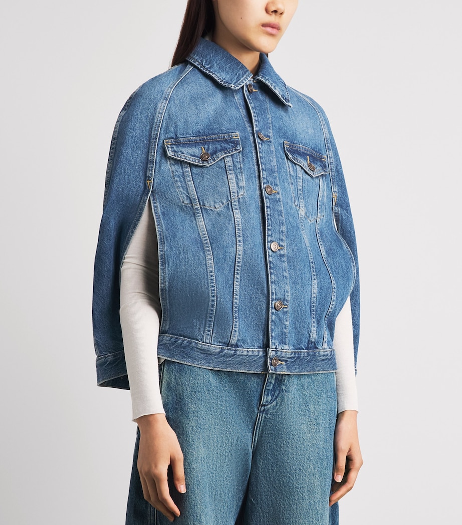 7 For All Mankind Womens Denim Cape Dark Blue Image 4