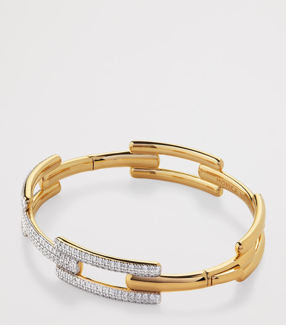 Gold Vermeil and Diamond Pavé Signature Link Bangle 18K GOLD VERMEIL Image 3