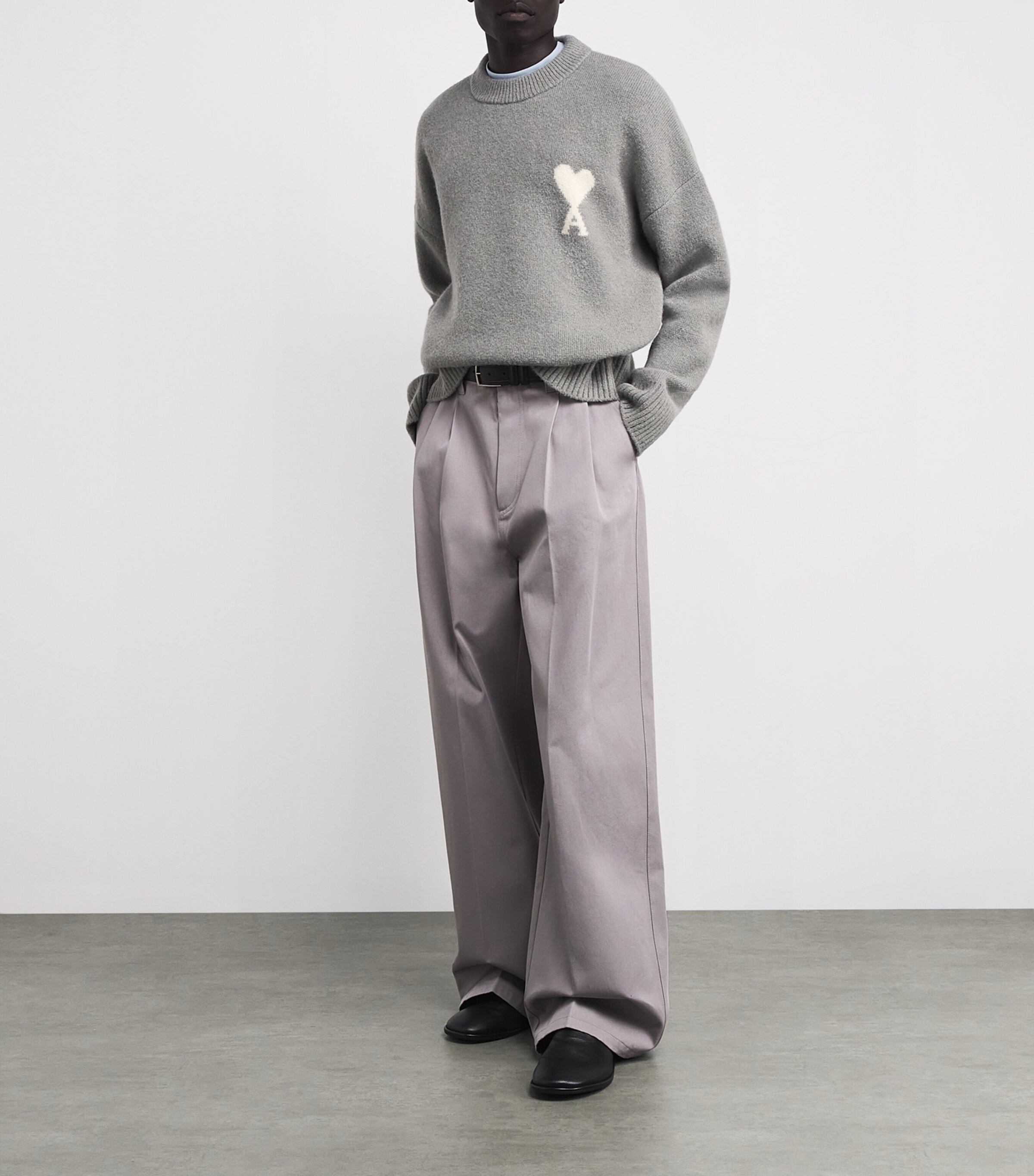 Alpaca-Blend Crew-Neck Sweater 058 - GRIS/ECRU Image 2