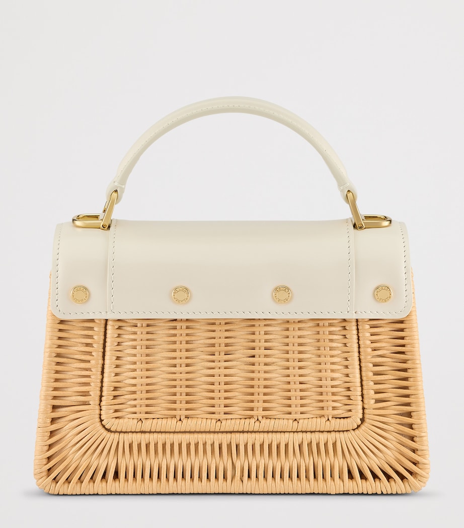 Bvlgari Mini Rattan-Leather Serpenti Forever Top-Handle Bag White Image 2