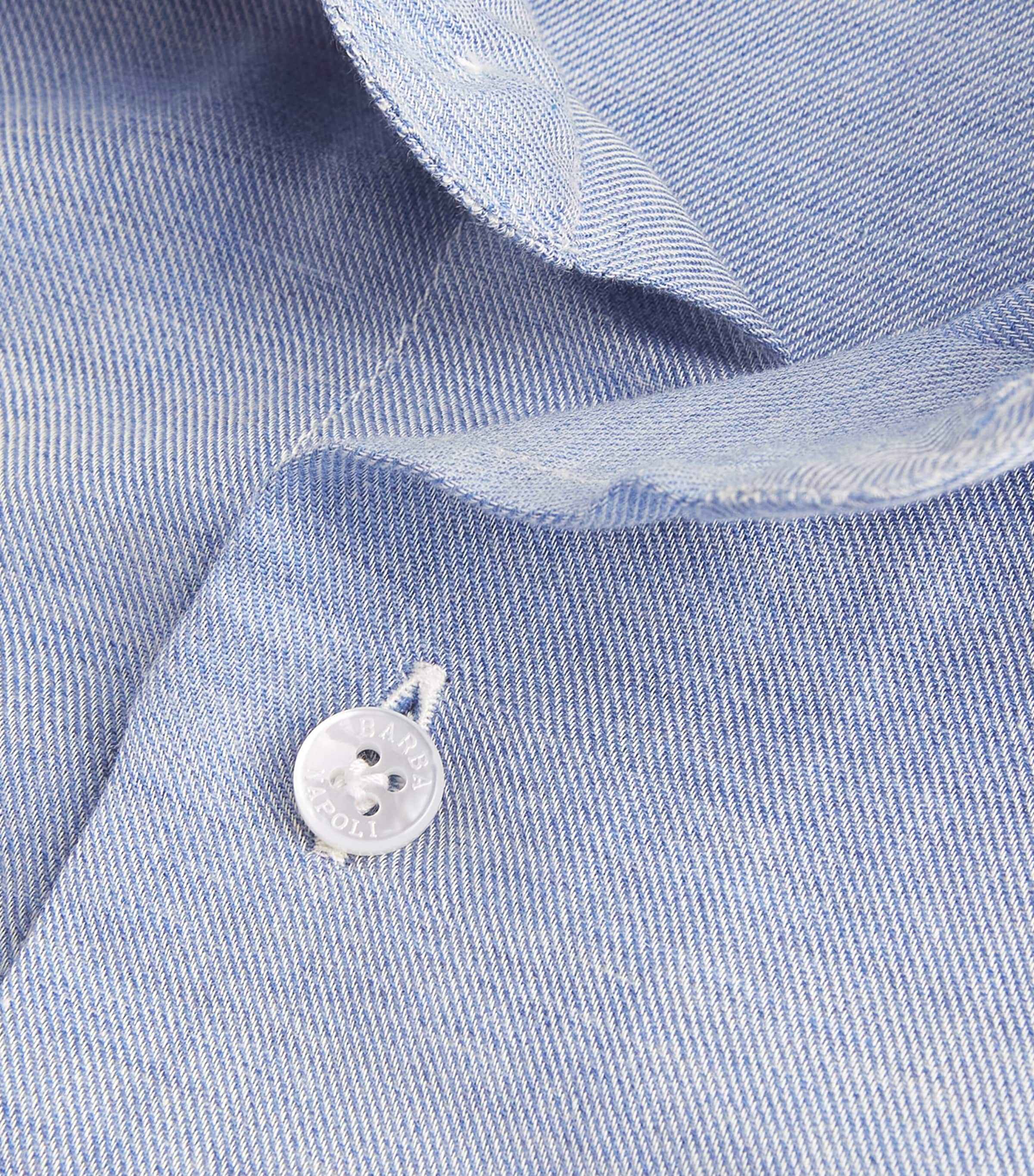 Barba Napoli Mens Cotton-Cashmere Shirt Blue Image 6