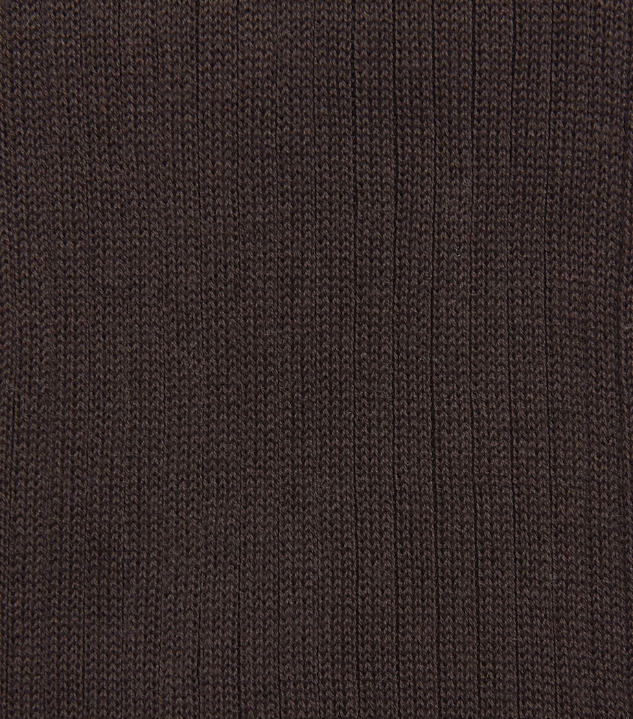 Doré Doré Mens Mercerised Cotton Ribbed Socks Cafe Image 2