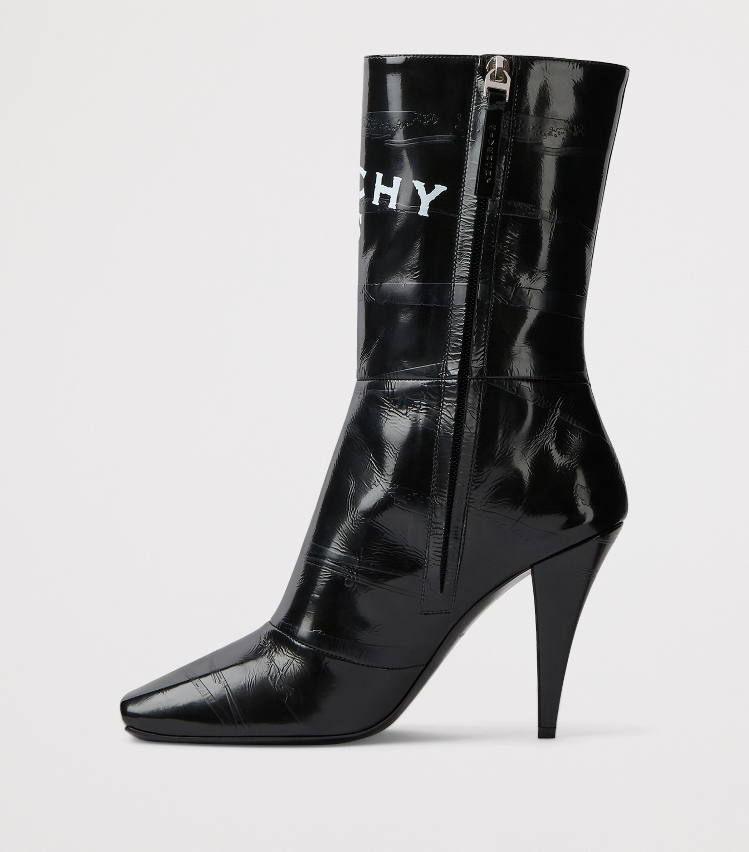 Leather Logo Ankle Boots 95 BLACK Image 4