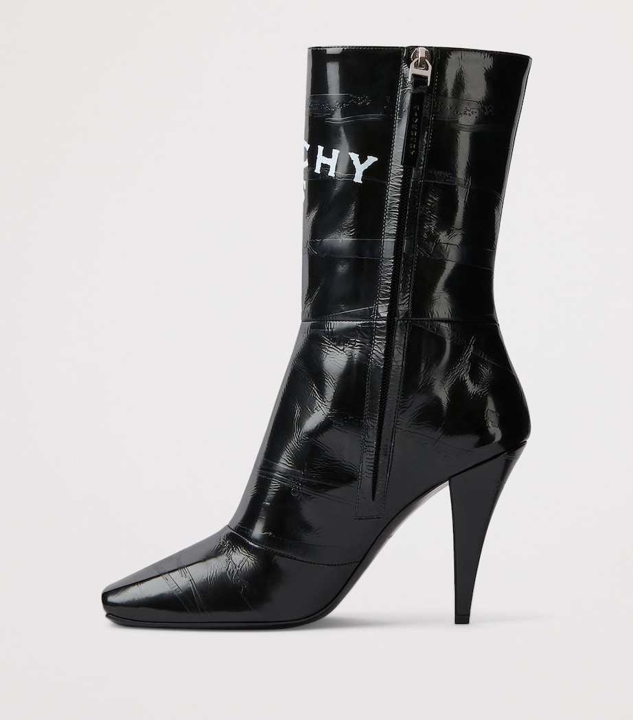 Leather Logo Ankle Boots 95 BLACK Image 4