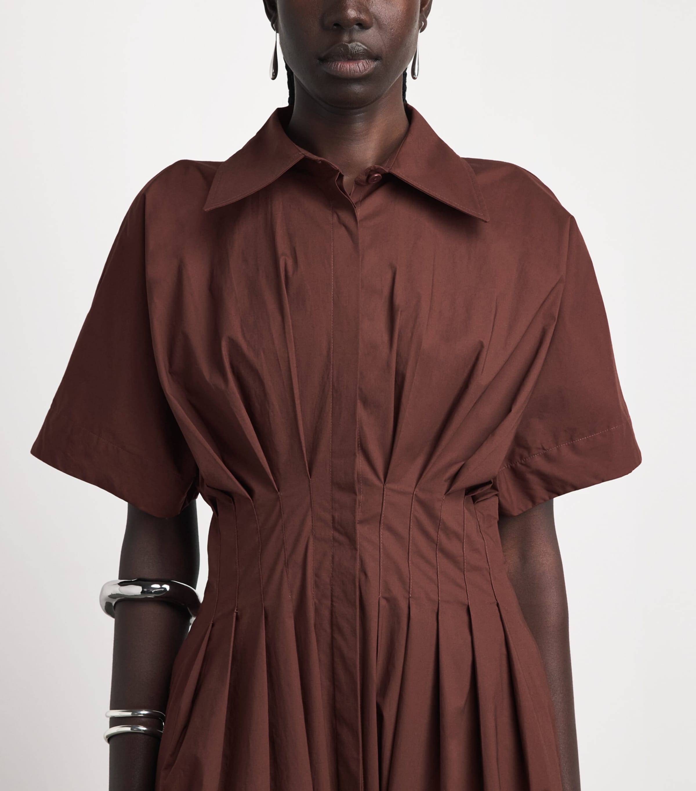 Palmer//Harding Womens Cotton Courage Maxi Shirt Dress Burgdandy Cttn Pplin Image 3
