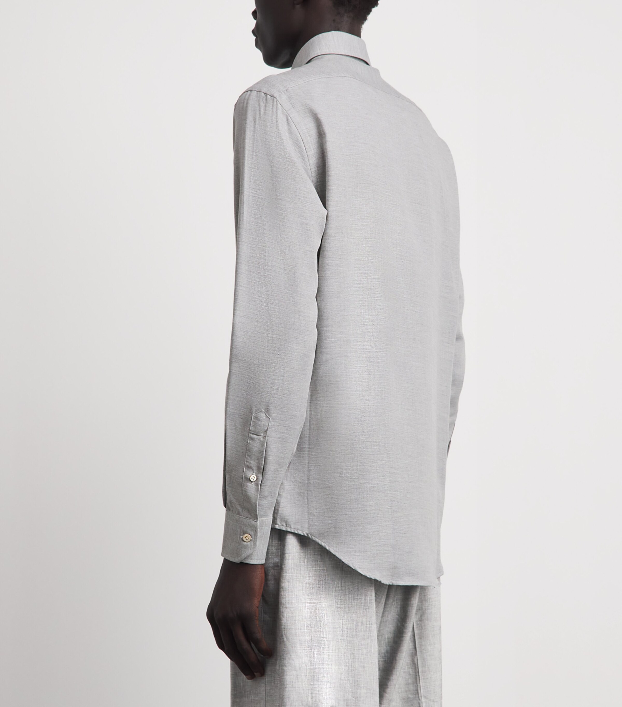 Pal Zileri Mens Cotton-Cashmere Shirt Light Grey Image 5