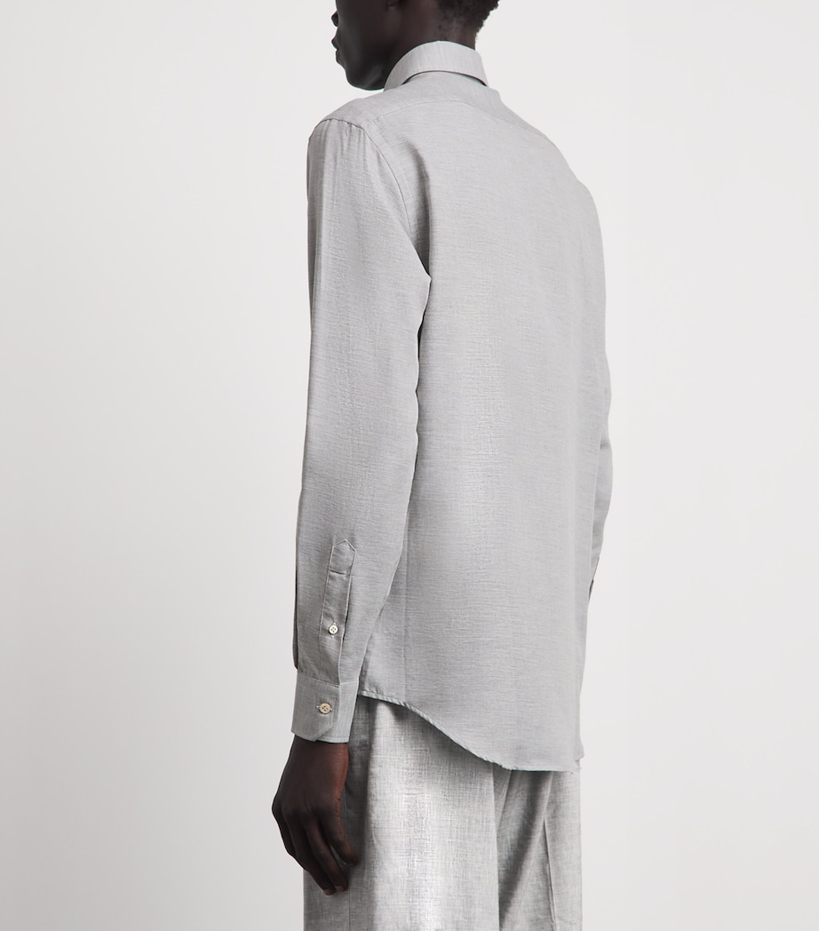 Pal Zileri Mens Cotton-Cashmere Shirt Light Grey Image 5