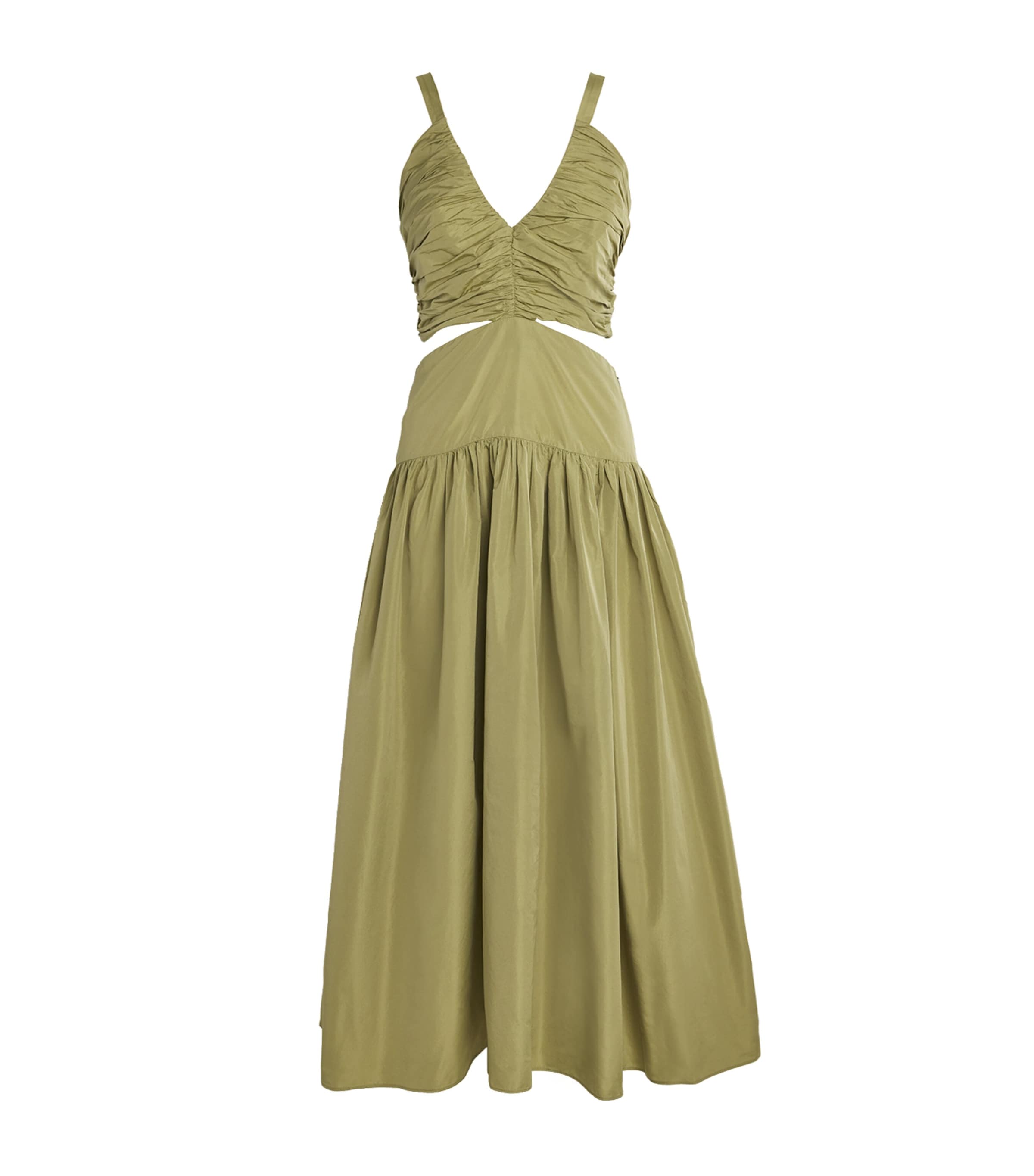 Shop Maje Taffeta Cut-out Maxi Dress In Brown