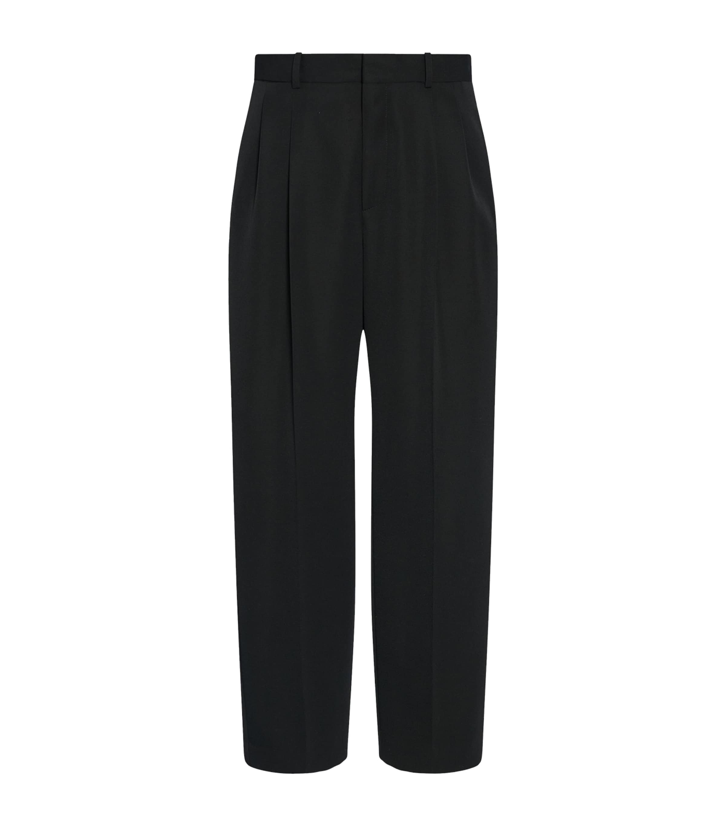 The Row Tailored Wool Zev Trousers Pleated Front In Black