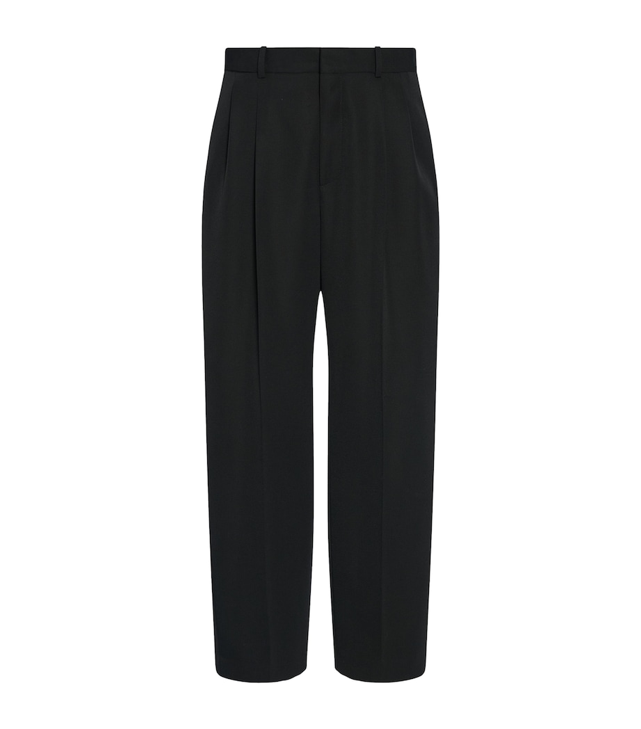 Zev Virgin Wool Pleated Trousers BLACK Image 1