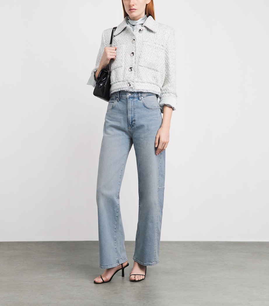 PAIGE Womens Arellia Skimmer Barrel-Leg Jeans Mar Vista Image 2