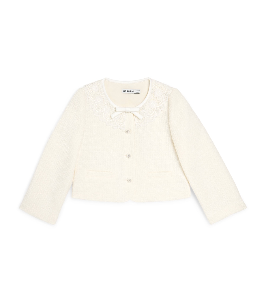Self-Portrait Kids Bouclé Bow-Detail Jacket (3-12 Years) Cream Image 1