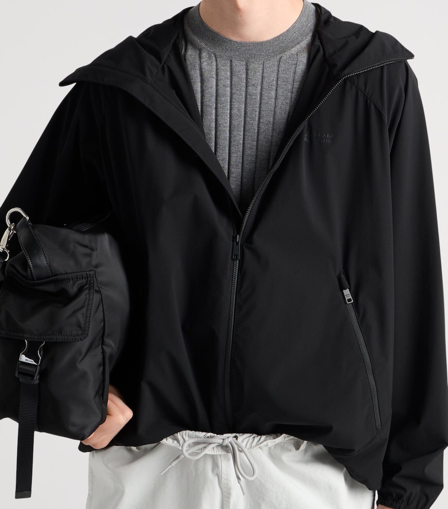 Prada Mens Re-Nylon Hooded Jacket Black Image 3