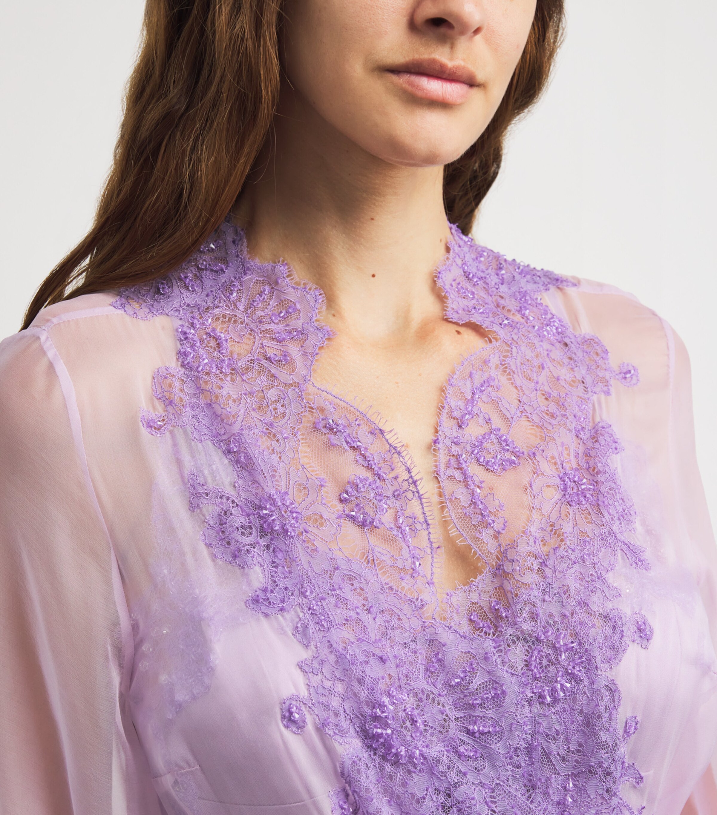 Rosamosario Purple Silk Embellished Long Robe | Harrods SA